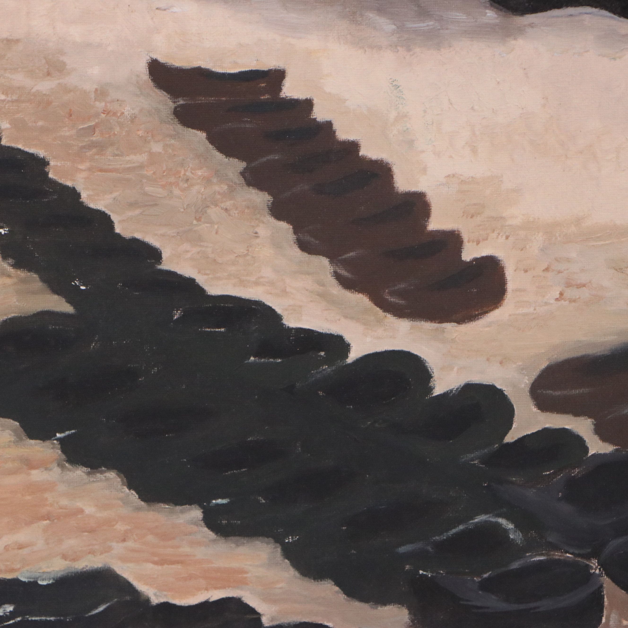 B. Hegman Oil Painting of Figures in Rural Scene