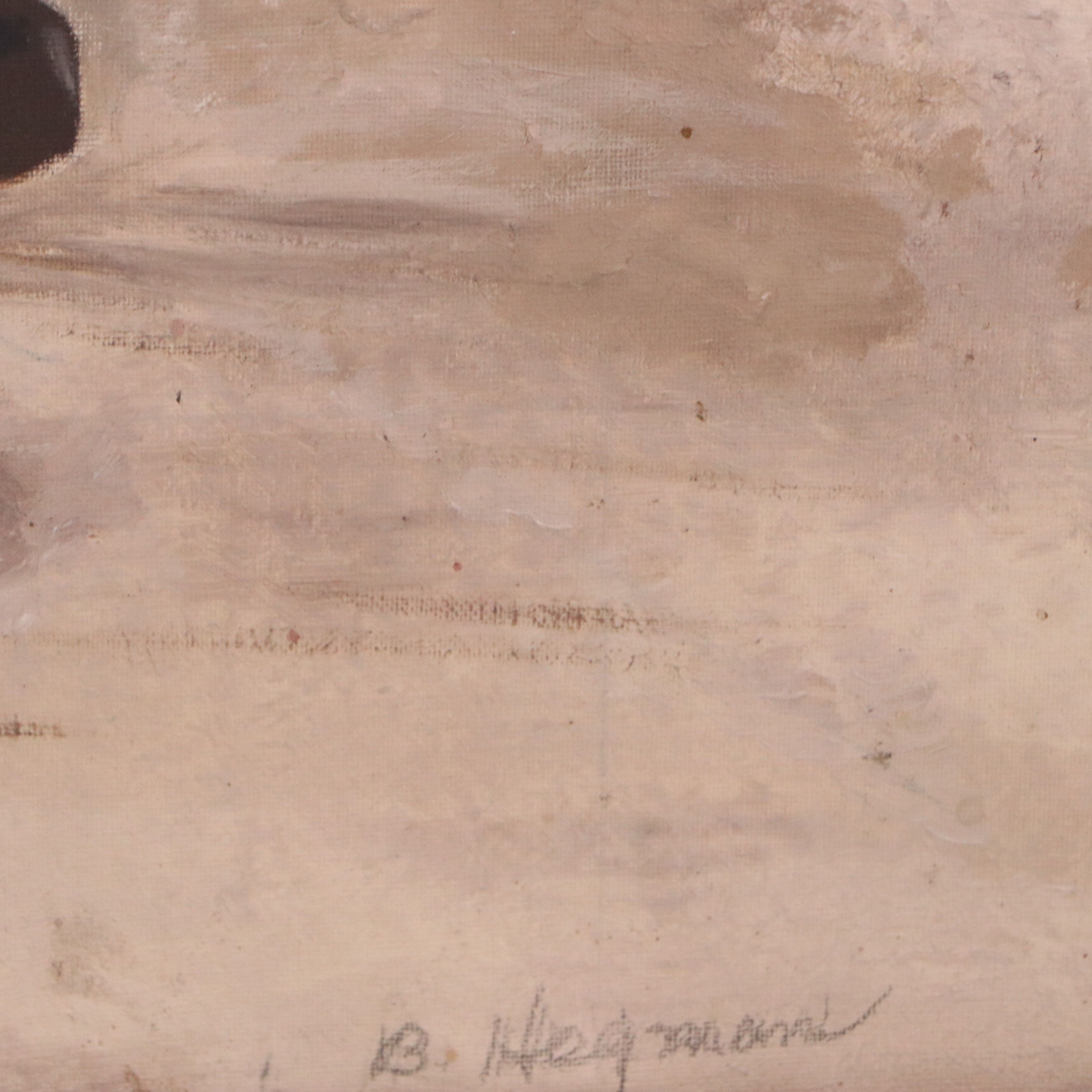 B. Hegman Oil Painting of Figures in Rural Scene