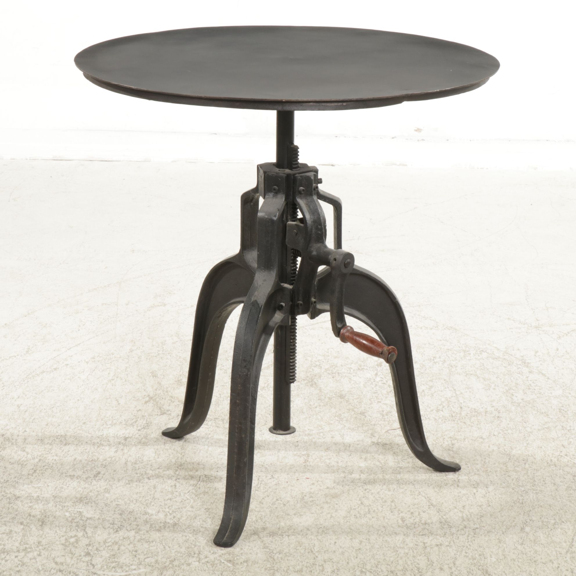 Industrial Style Metal Adjustable Round Bistro Table, 21st Century