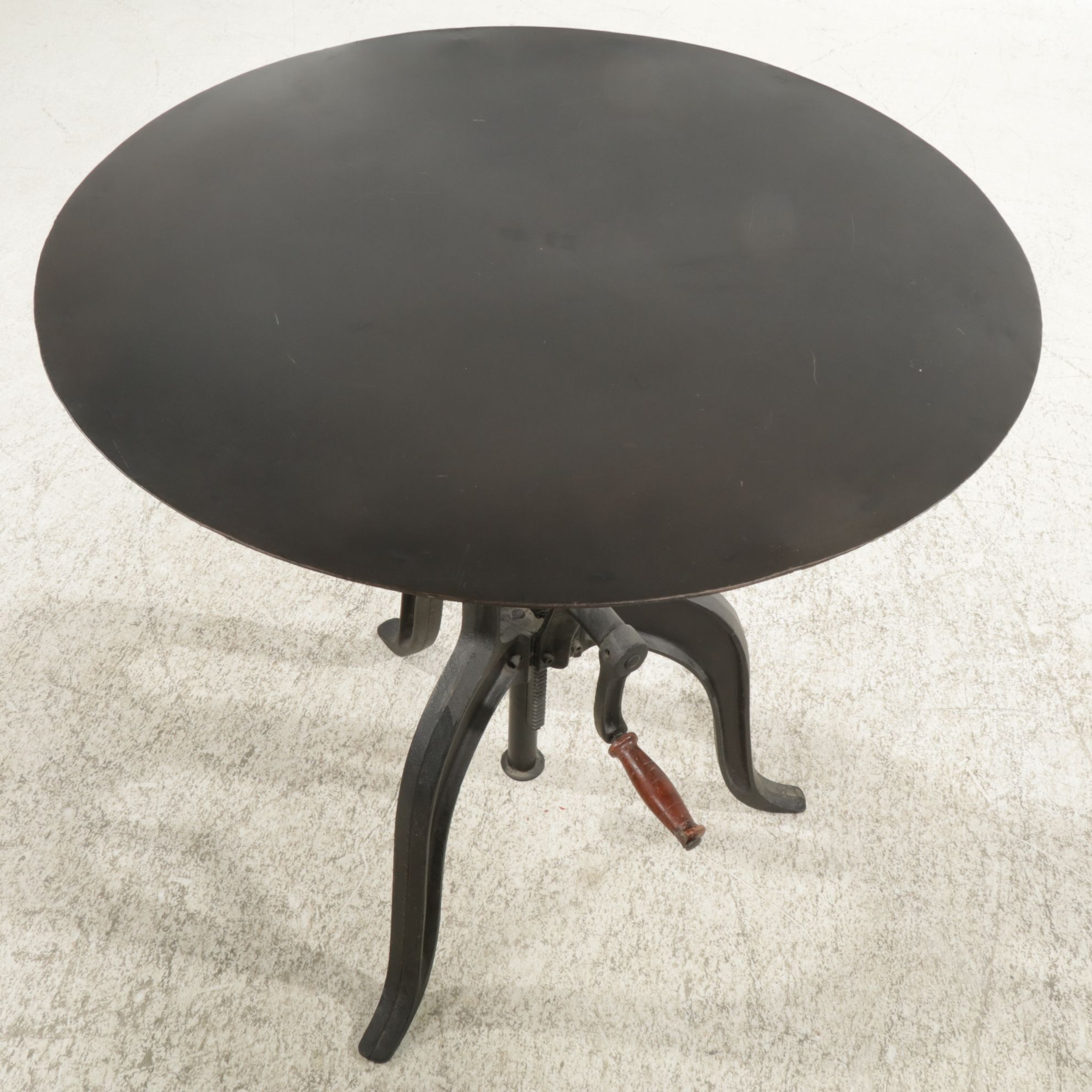 Industrial Style Metal Adjustable Round Bistro Table, 21st Century