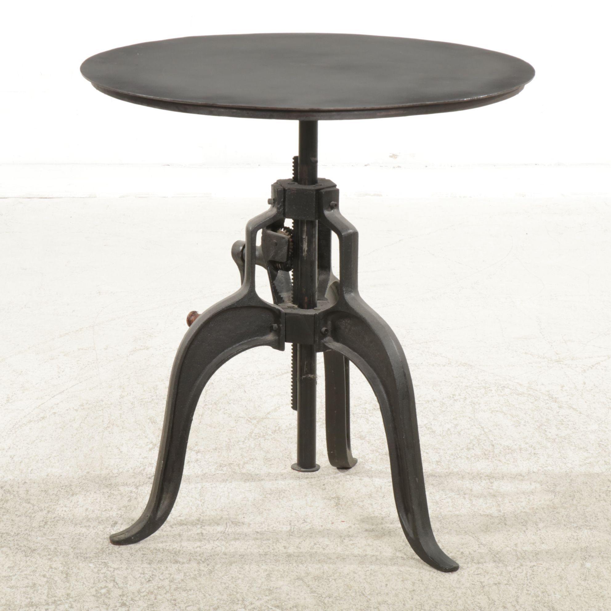 Industrial Style Metal Adjustable Round Bistro Table, 21st Century