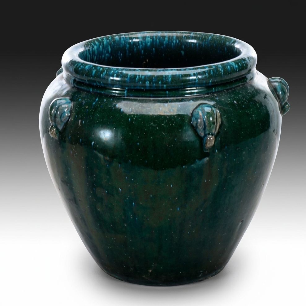 Green Speckle Ceramic Outdoor Planter