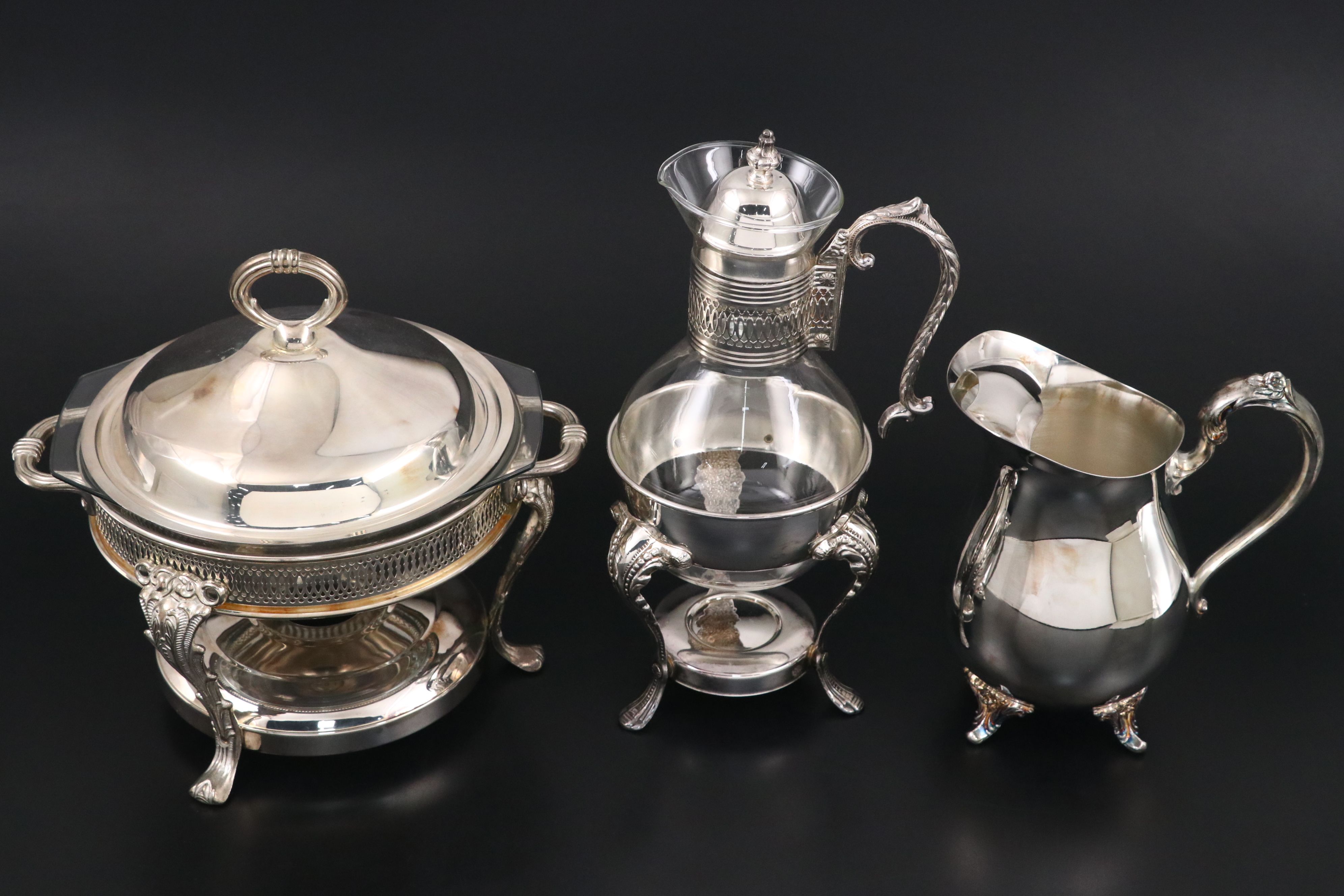 Oneida Silver Plated Relish Tray with Reticulated and Other Serveware