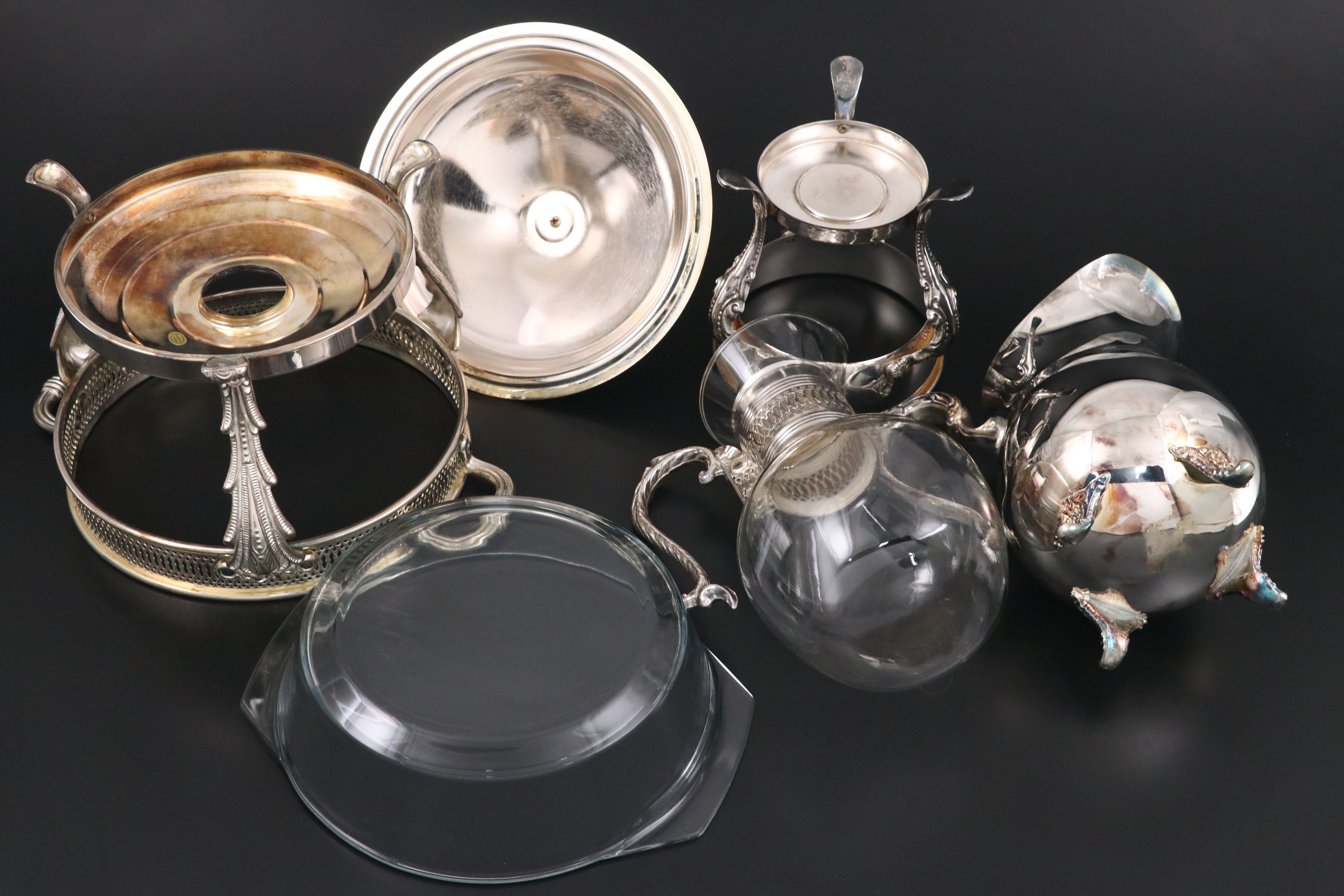 Oneida Silver Plated Relish Tray with Reticulated and Other Serveware