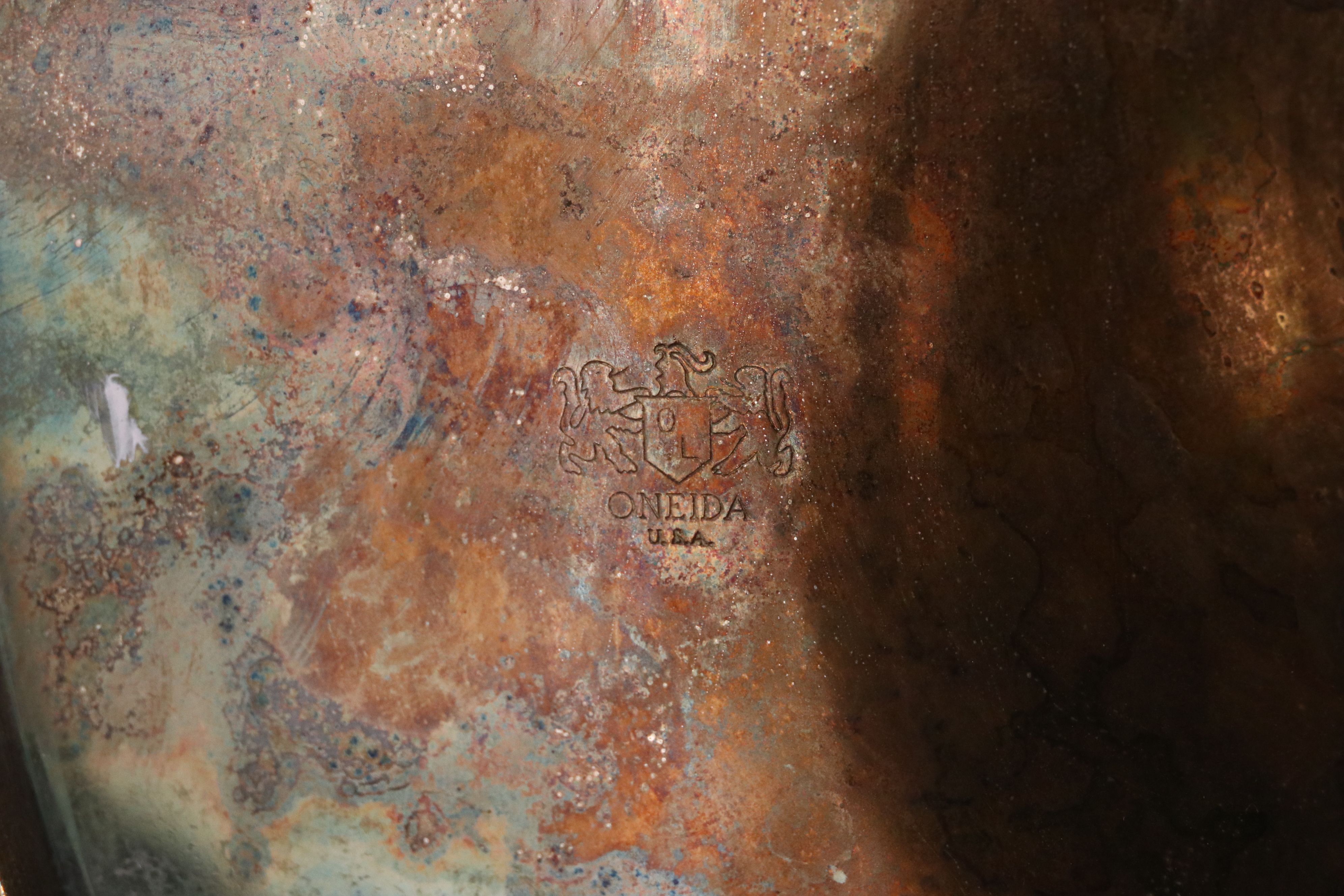 Oneida Silver Plated Relish Tray with Reticulated and Other Serveware