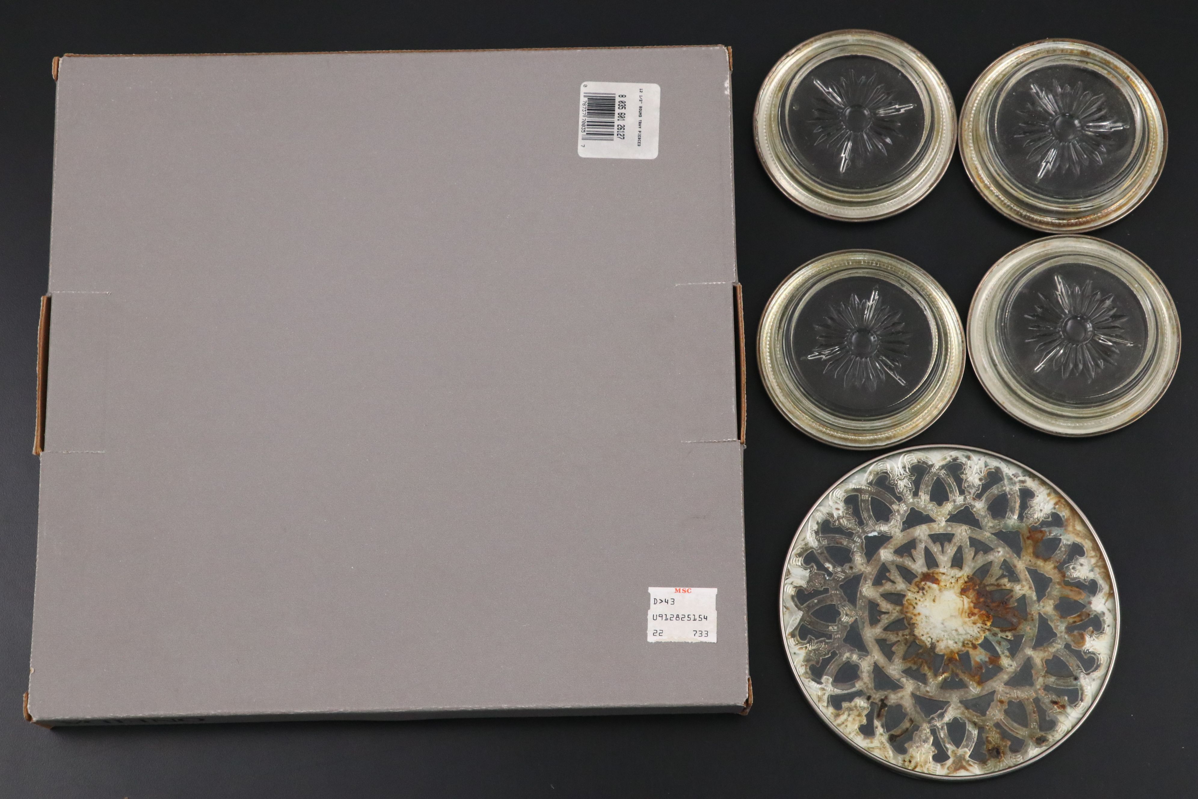 Oneida Silver Plated Relish Tray with Reticulated and Other Serveware