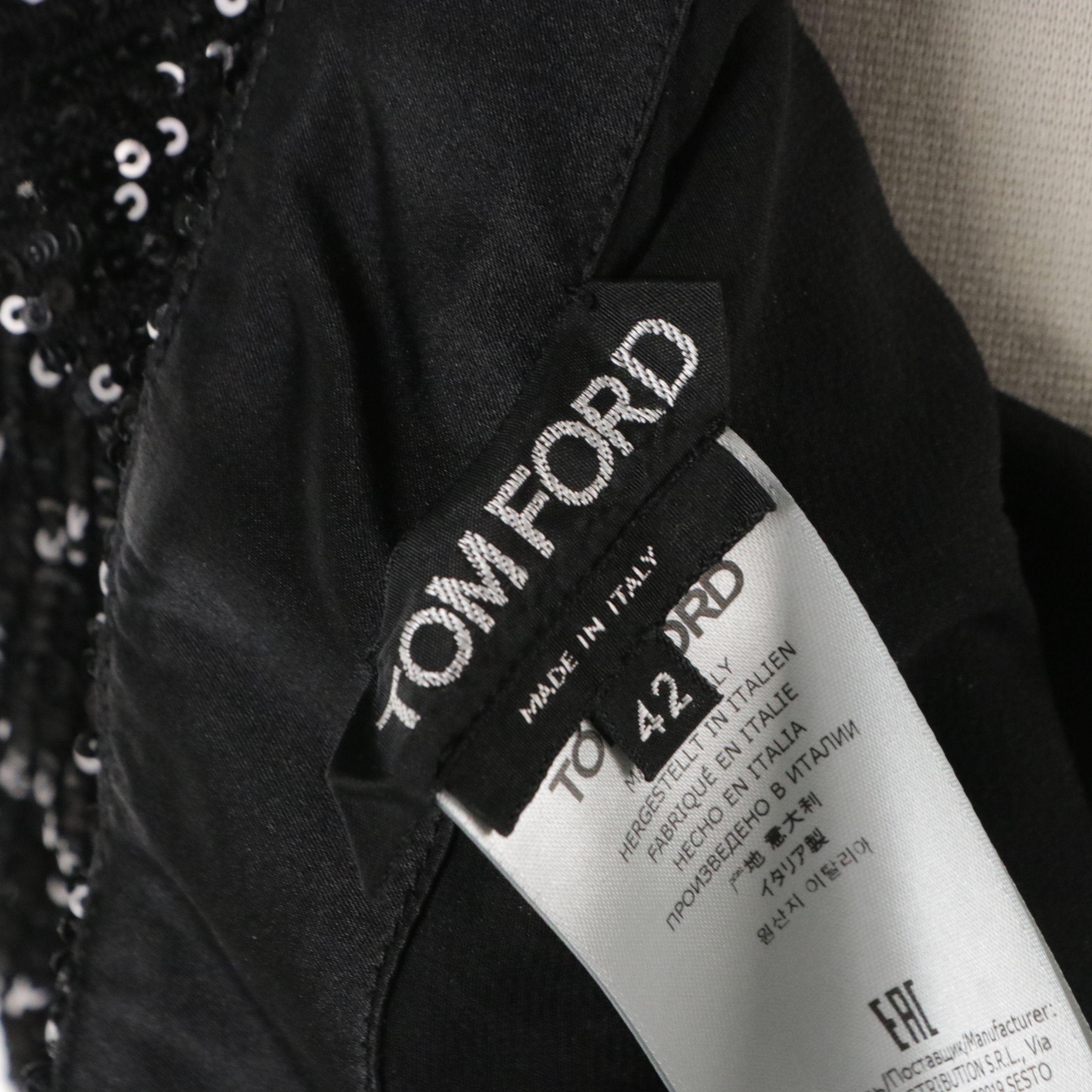 Tom Ford Black Sequined Evening Skirt with 22" Slit in Back