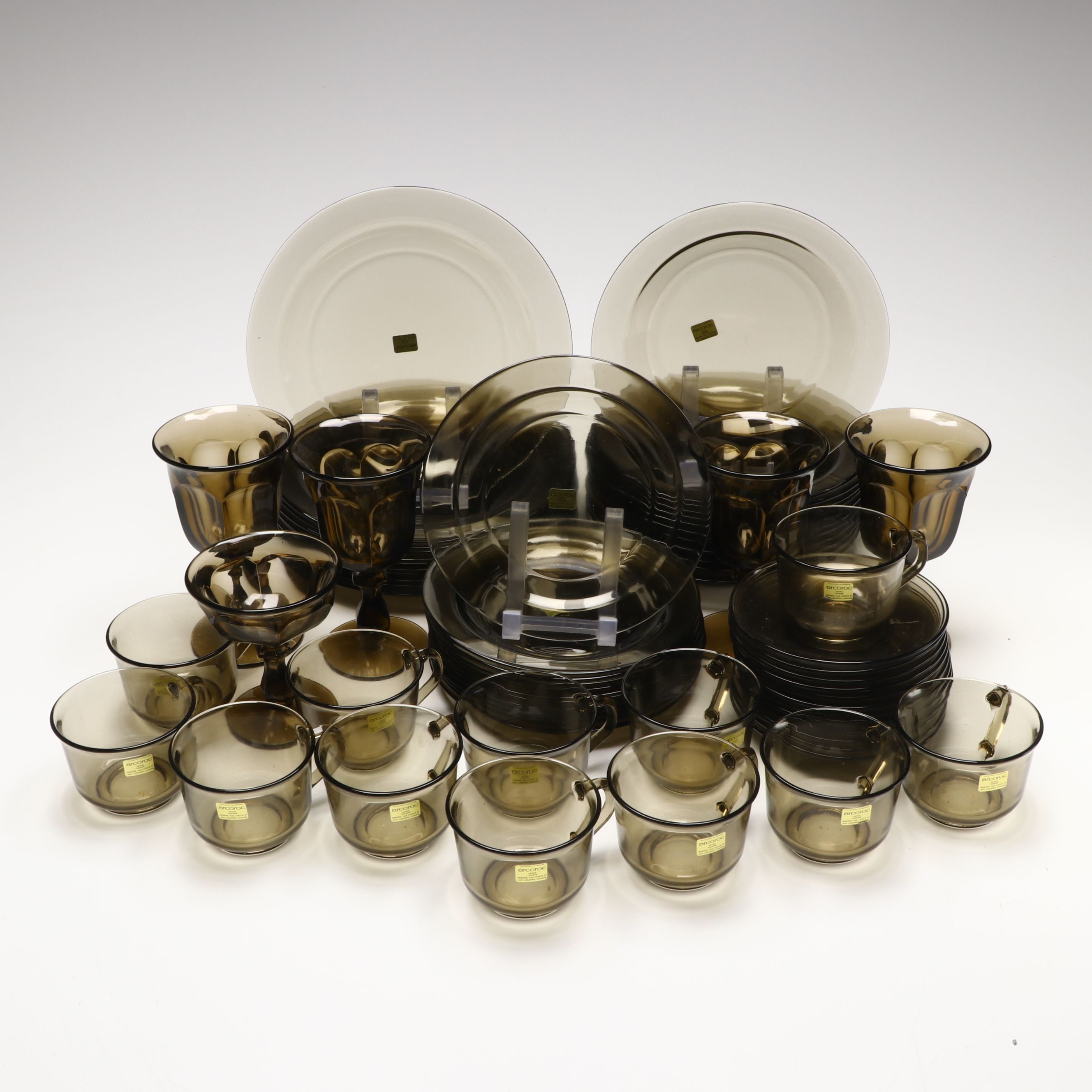 Arcoroc France Smoked Glass Dinnerware