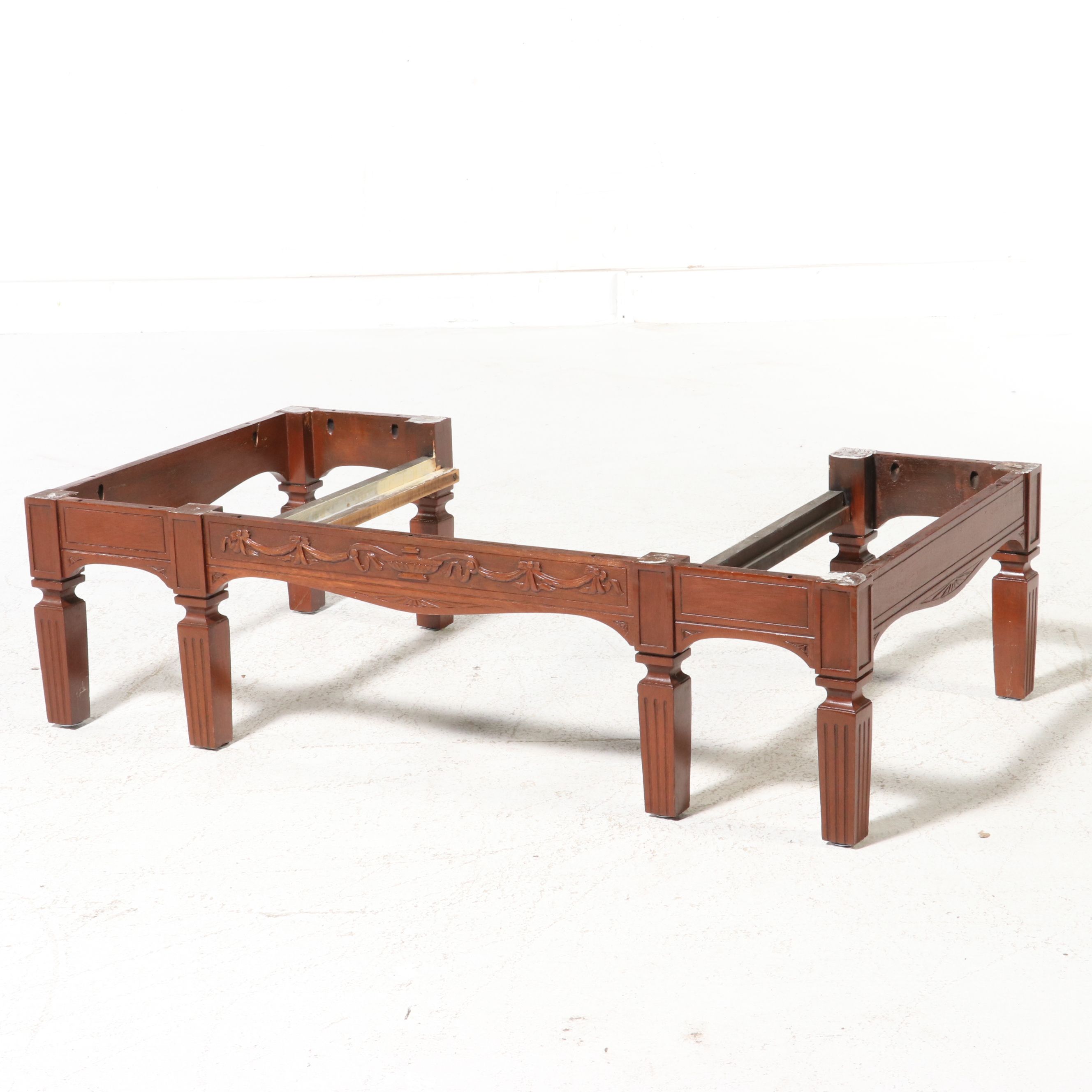 Neoclassical Style Carved Mahogany Coffee Table with Granite Top