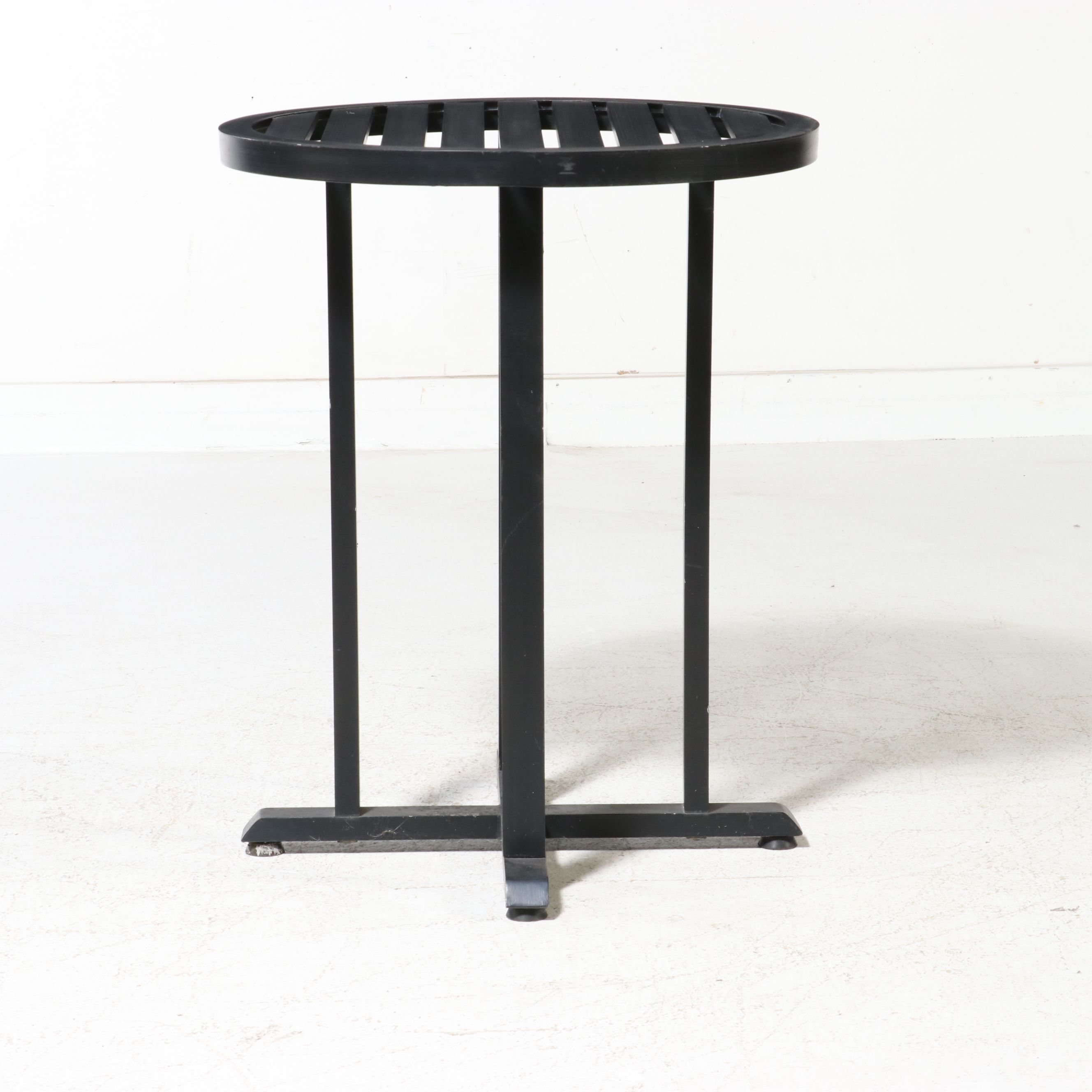 Modern Slatted Metal Outdoor High-Top Table