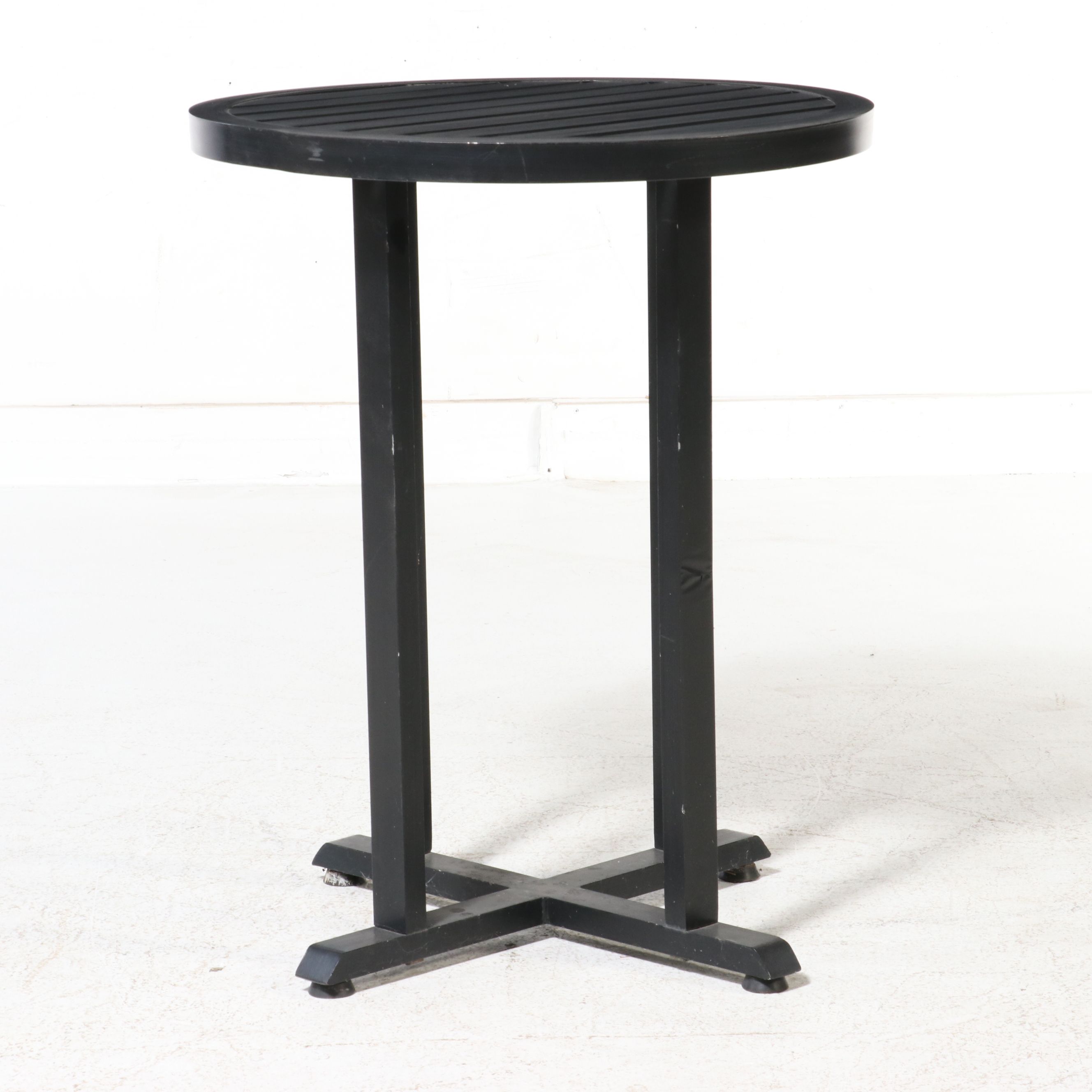 Modern Slatted Metal Outdoor High-Top Table