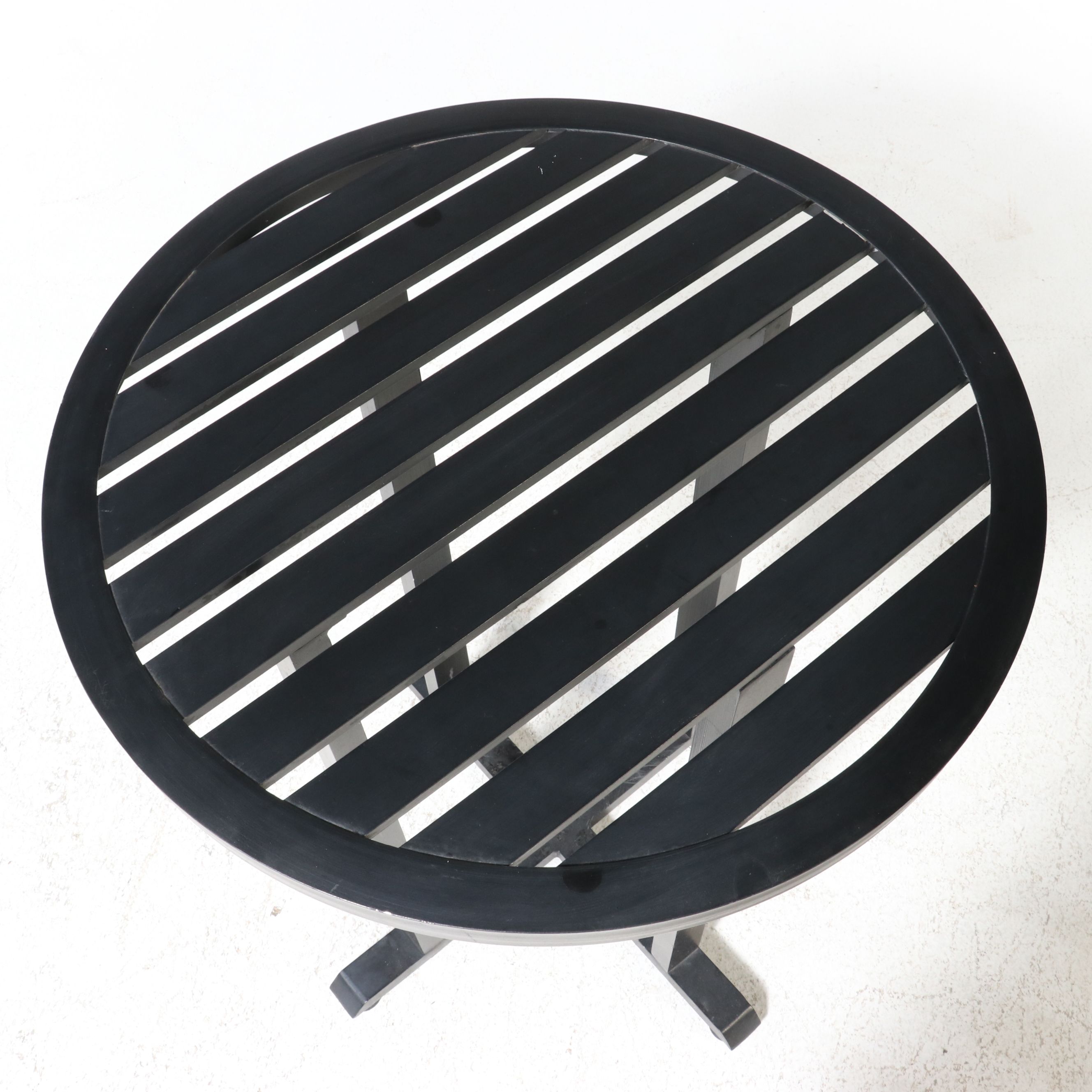 Modern Slatted Metal Outdoor High-Top Table