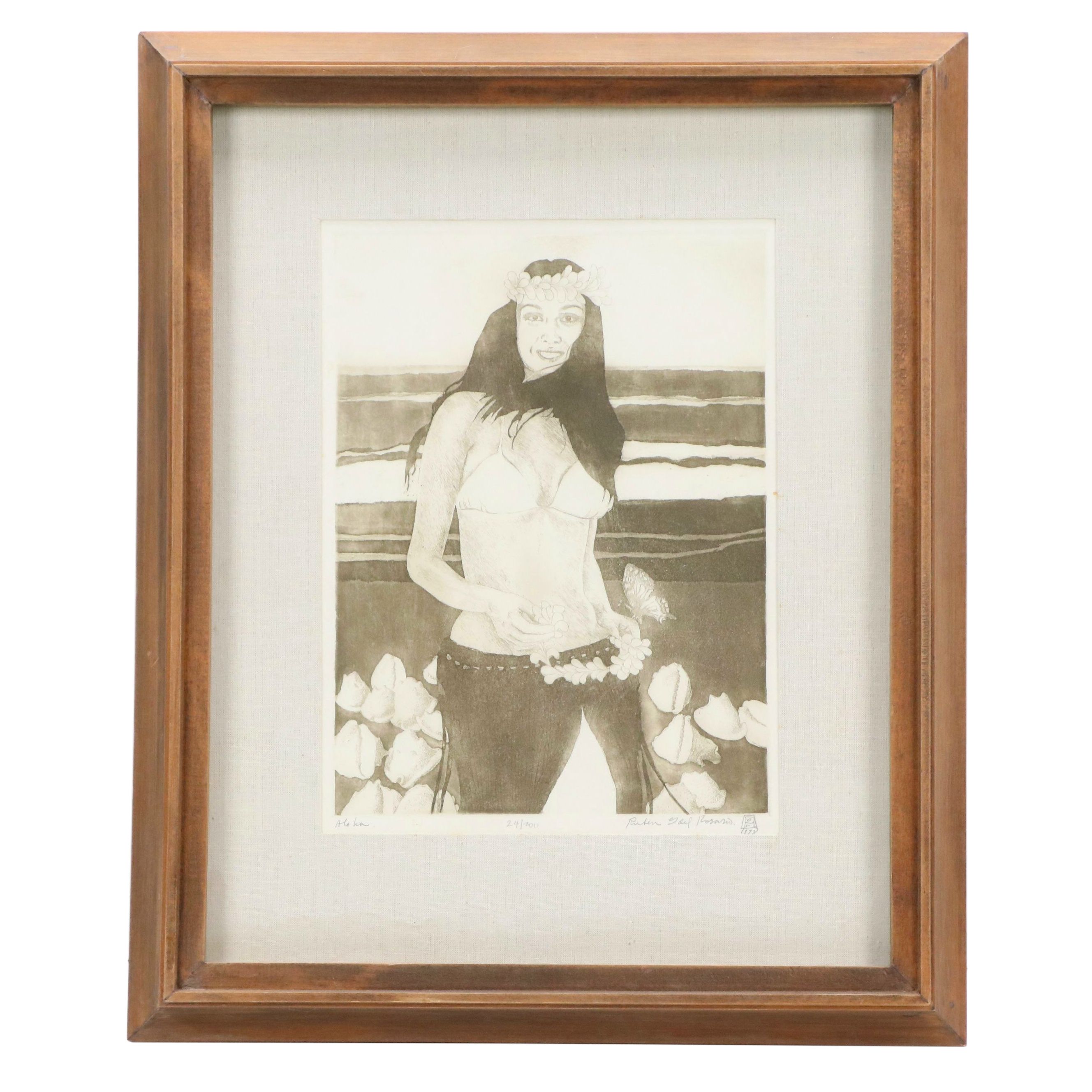 Ruben Rosano Etching with Aquatint "Aloha," 1978