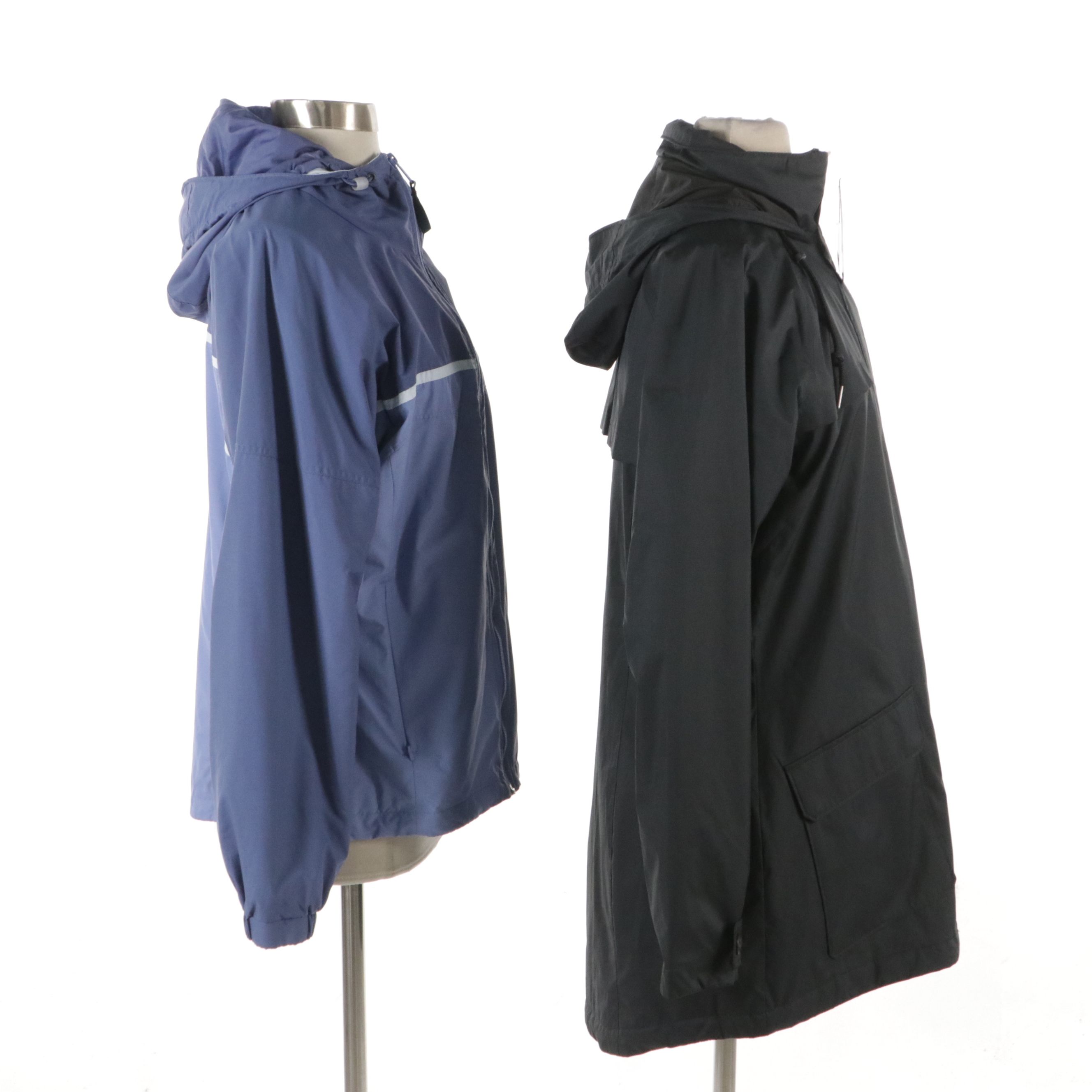 Columbia Blue Nylon Packable Zip Jacket and Waterproof Hooded Jacket, With Tag