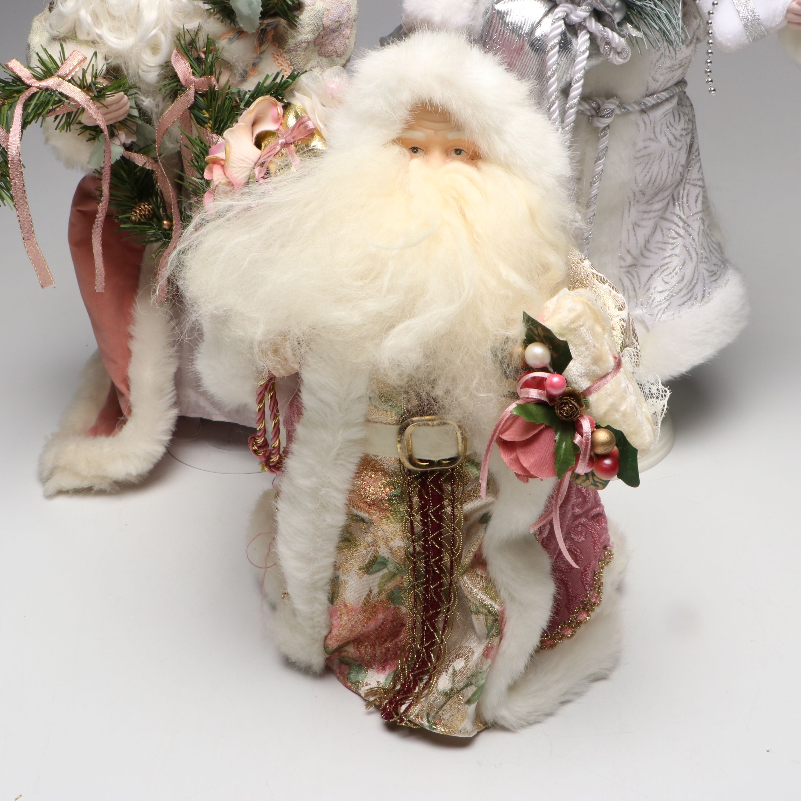 Brinn's Victorian Style Pink Santa with Other Christmas Figurines