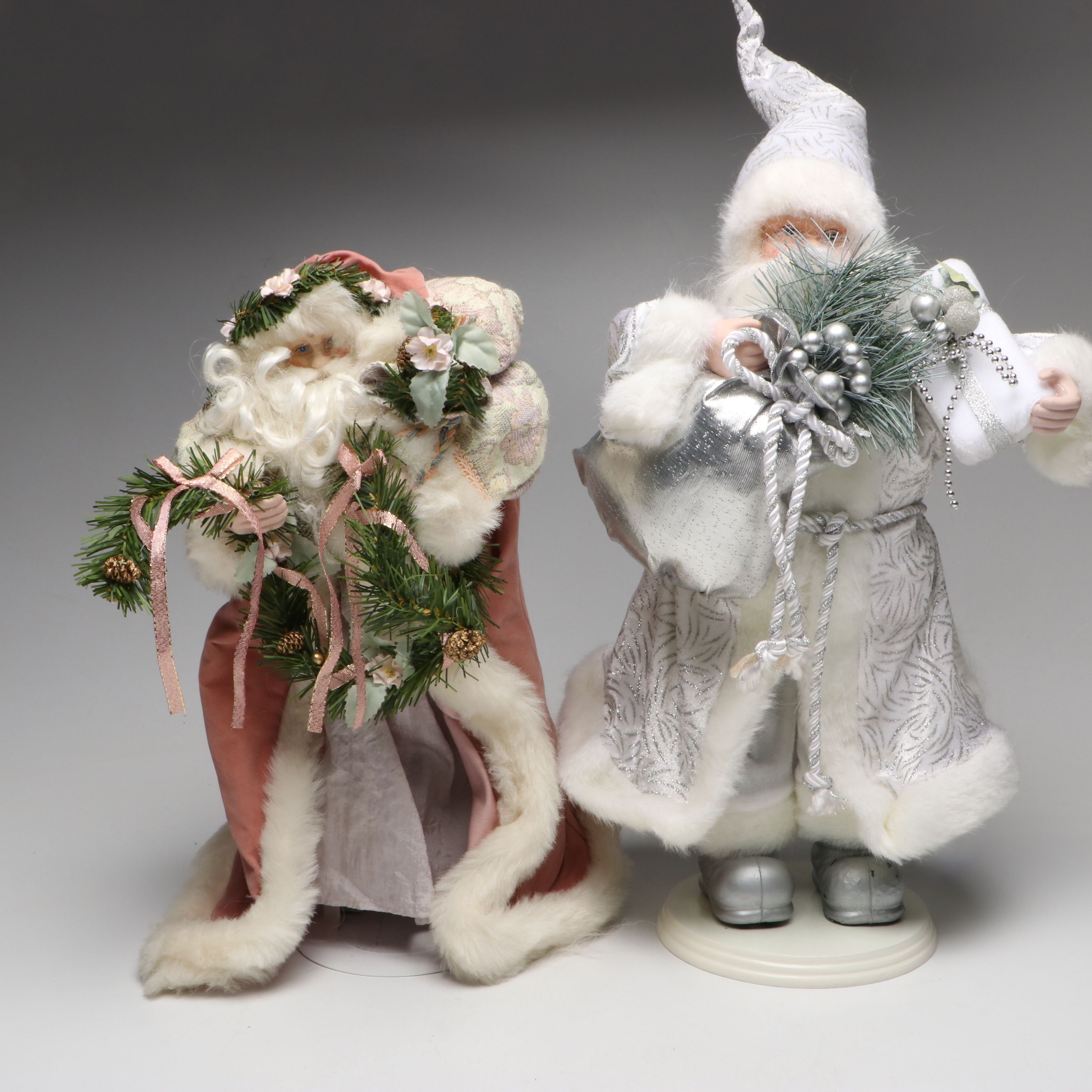 Brinn's Victorian Style Pink Santa with Other Christmas Figurines
