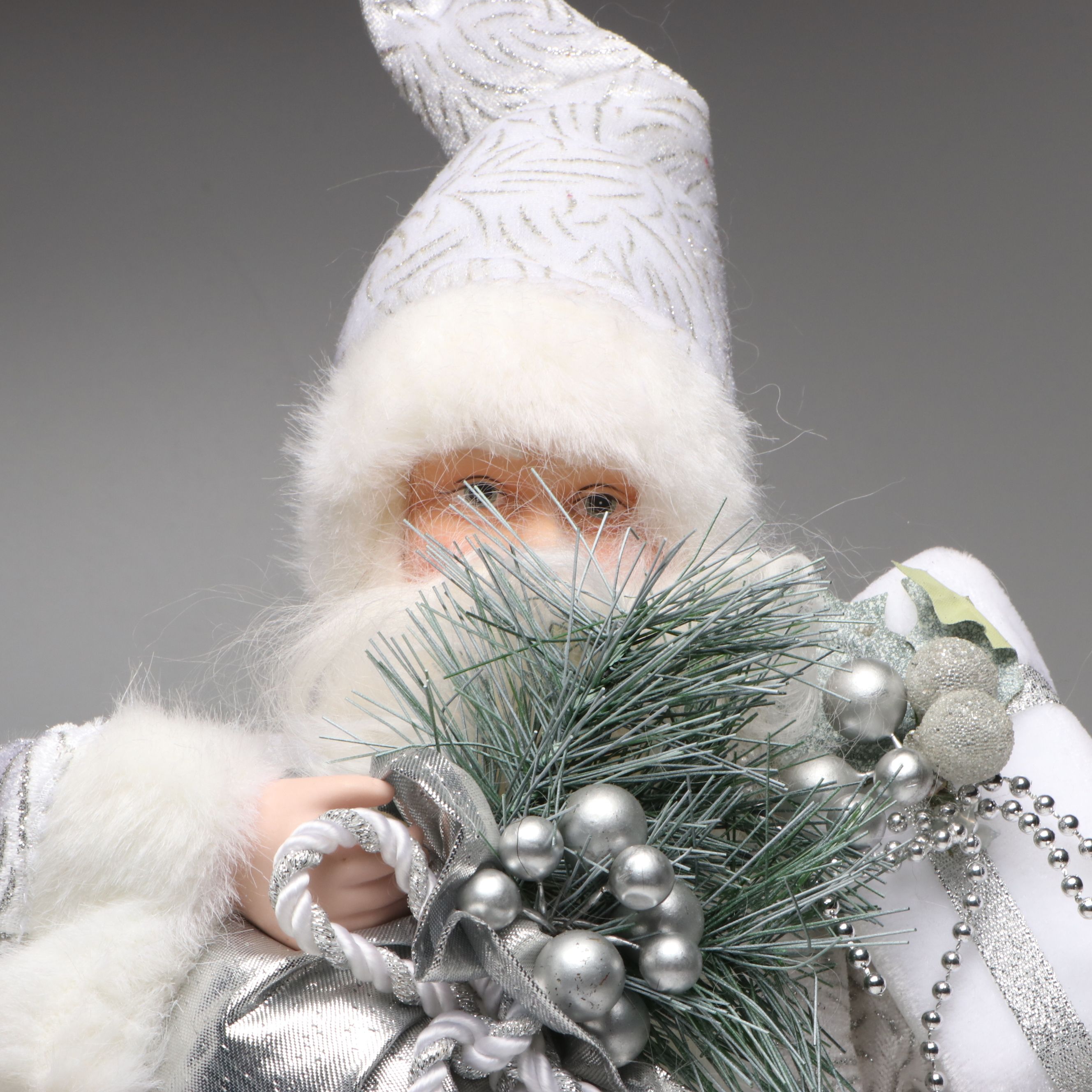 Brinn's Victorian Style Pink Santa with Other Christmas Figurines