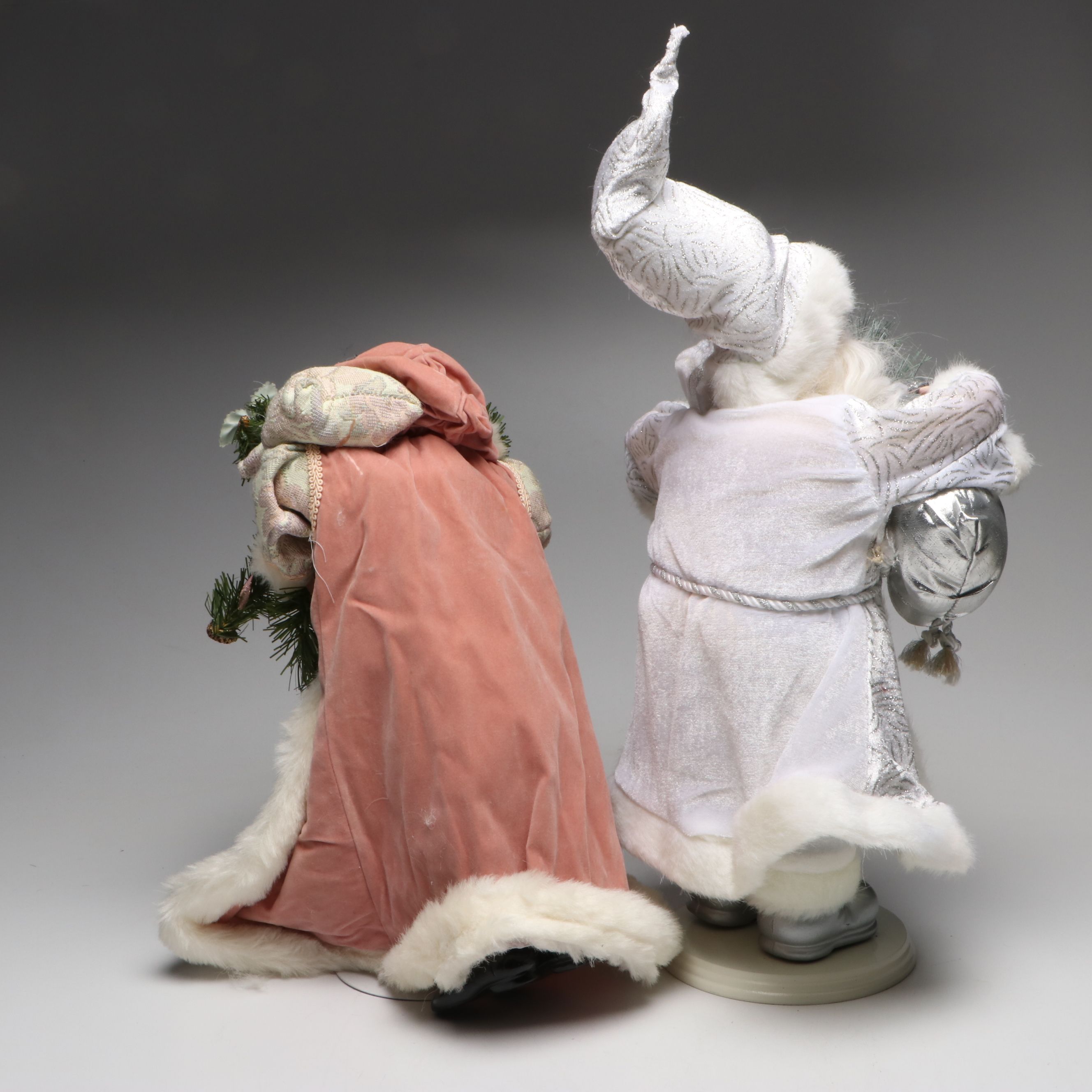 Brinn's Victorian Style Pink Santa with Other Christmas Figurines