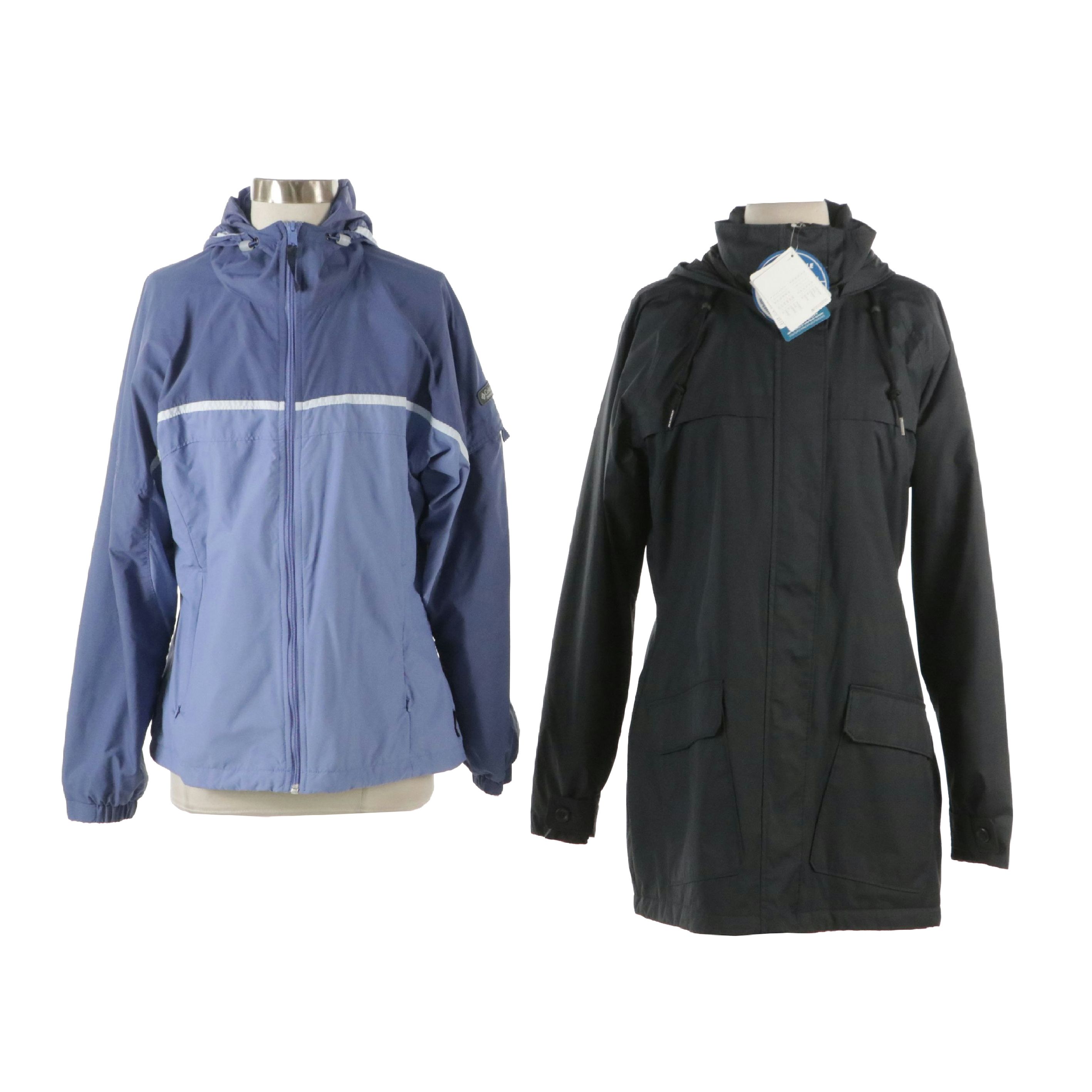 Columbia Blue Nylon Packable Zip Jacket and Waterproof Hooded Jacket, With Tag