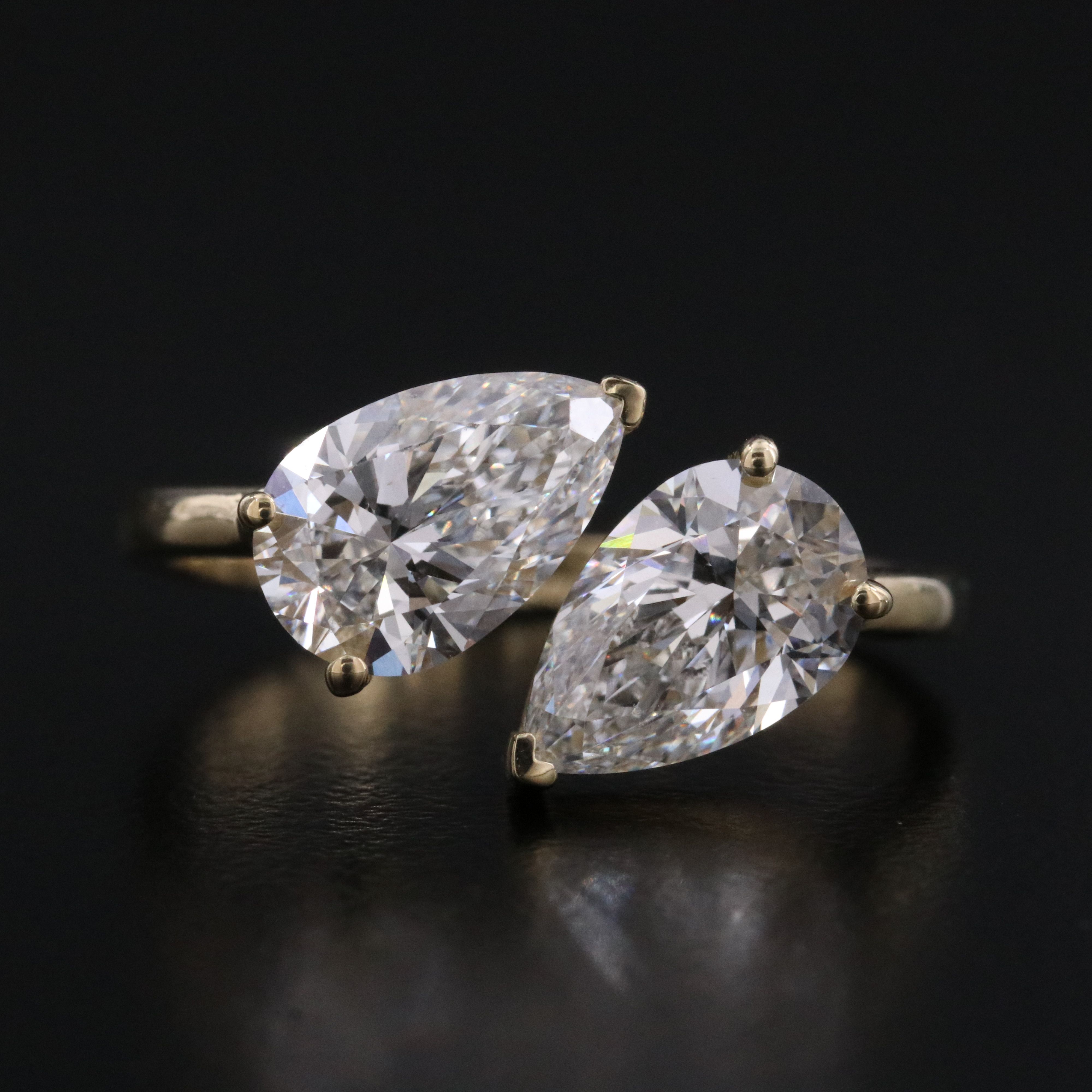 14K 2.78 CTW Lab Grown Diamond Toi et Moi Ring with IGI Reports