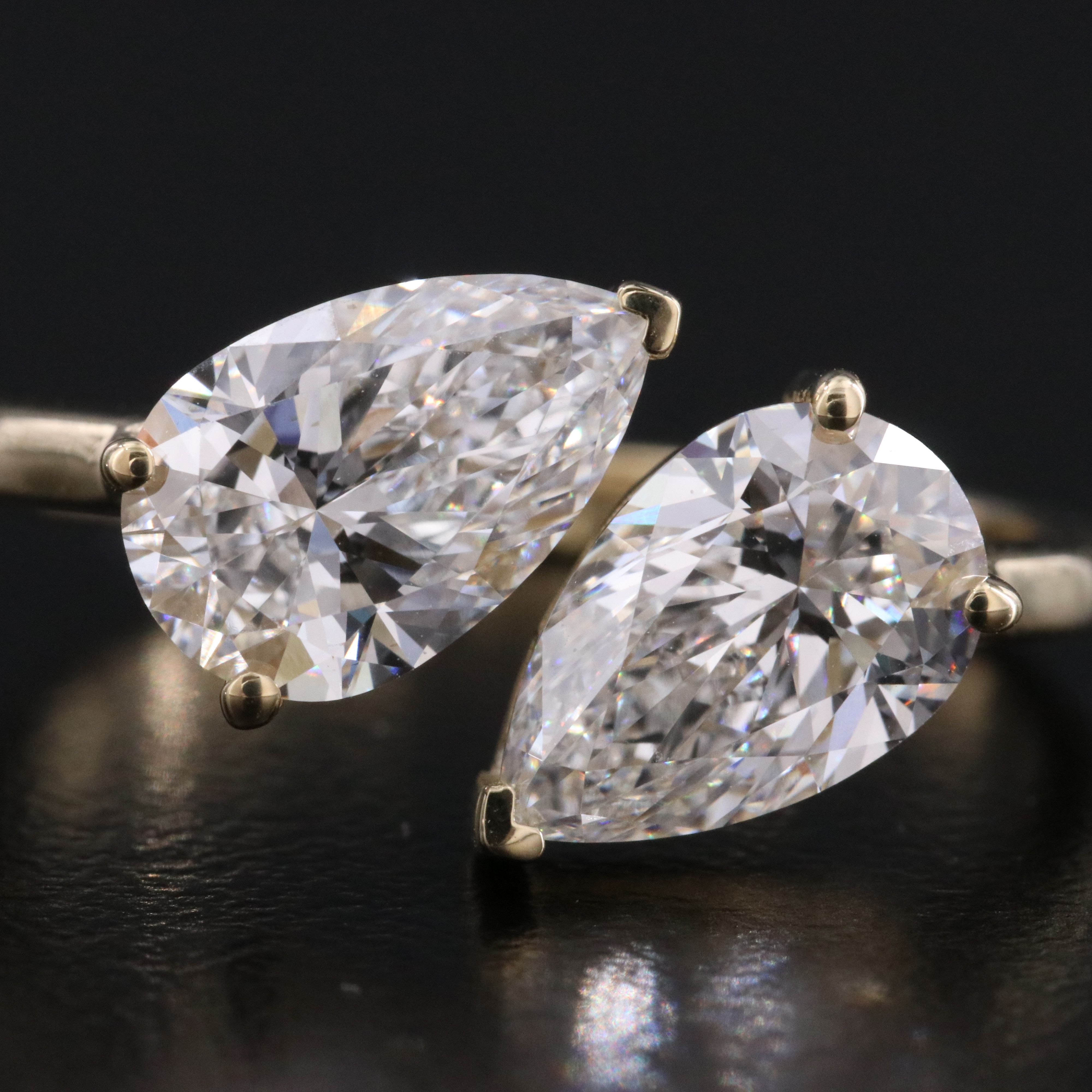 14K 2.78 CTW Lab Grown Diamond Toi et Moi Ring with IGI Reports