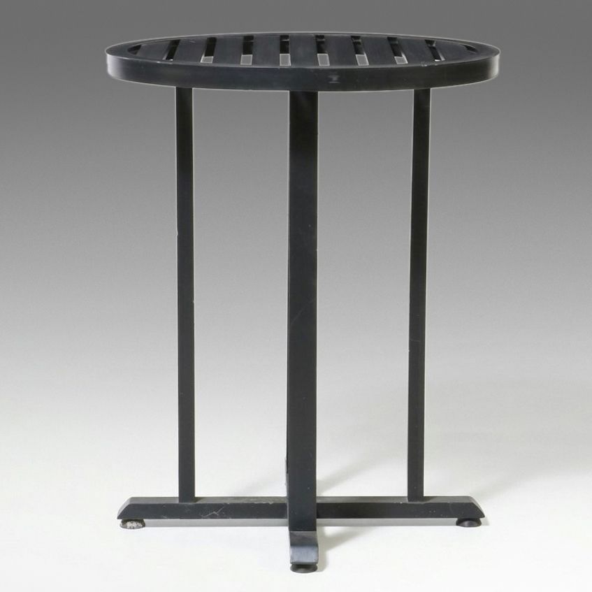 Modern Slatted Metal Outdoor High-Top Table