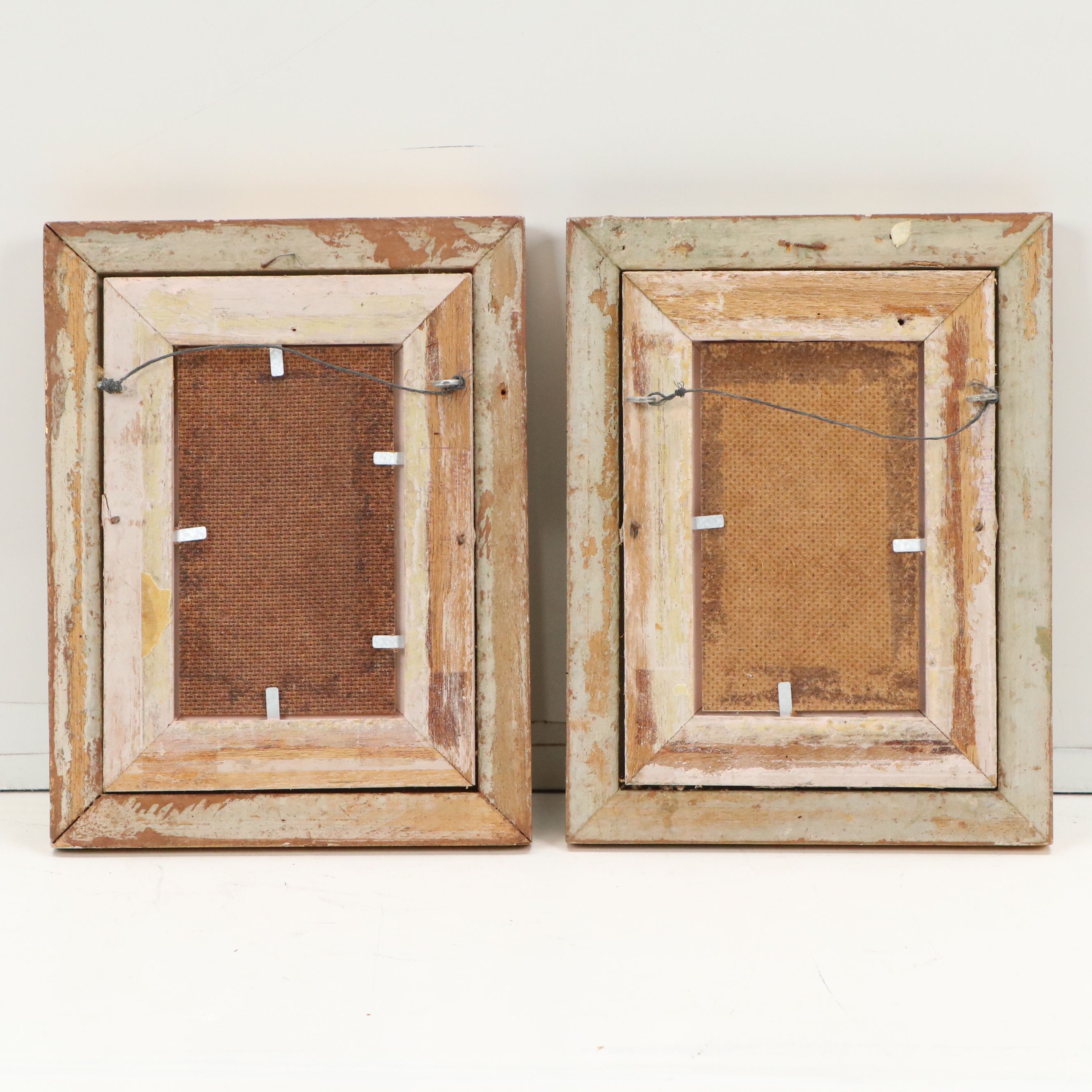 East Asian Inspired Botanical Oil Paintings, Late 20th Century