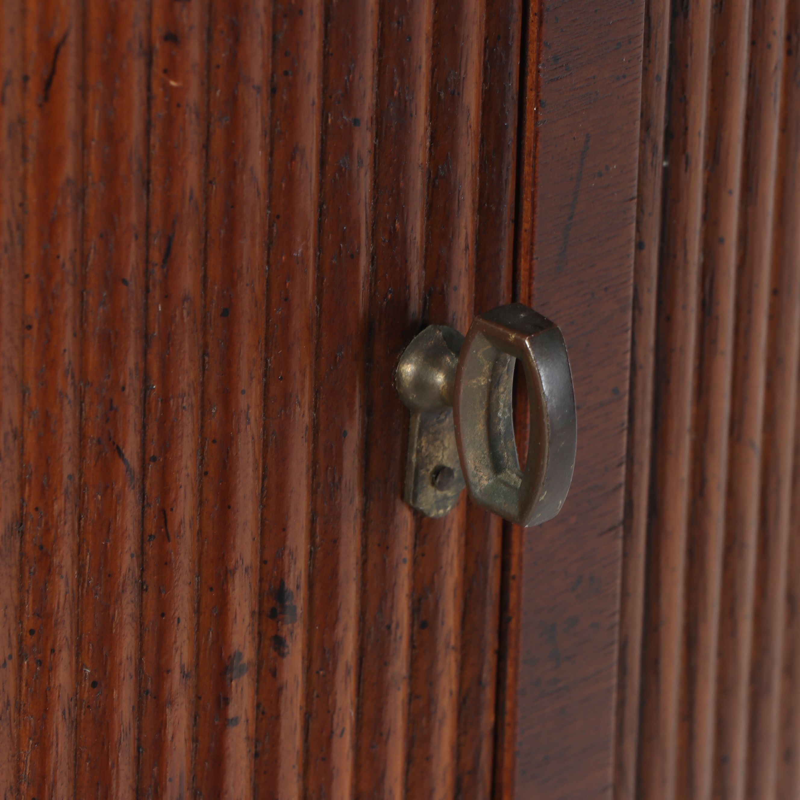 Campaign Style Cabinet with Reeded Door, Late 20th Century