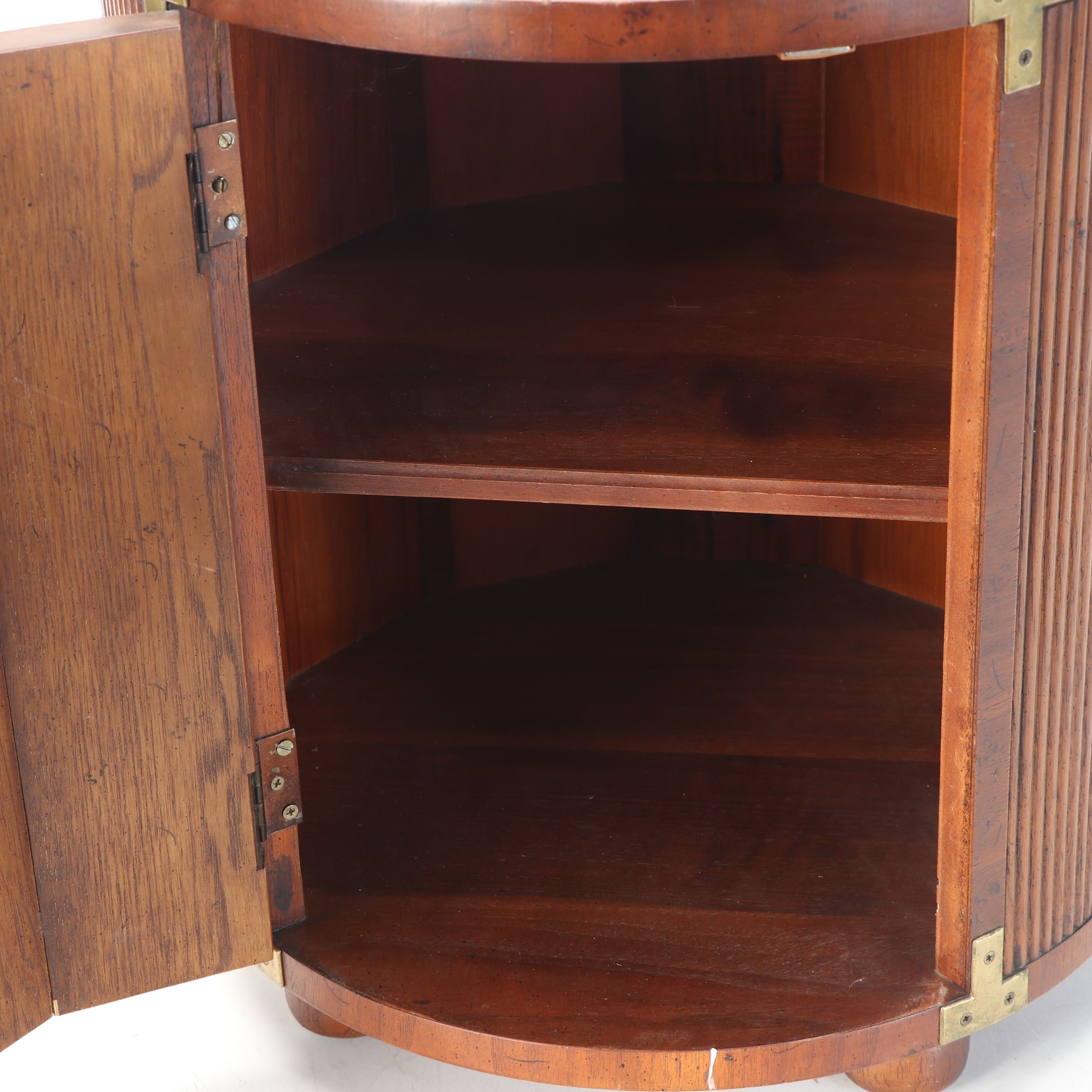 Campaign Style Cabinet with Reeded Door, Late 20th Century