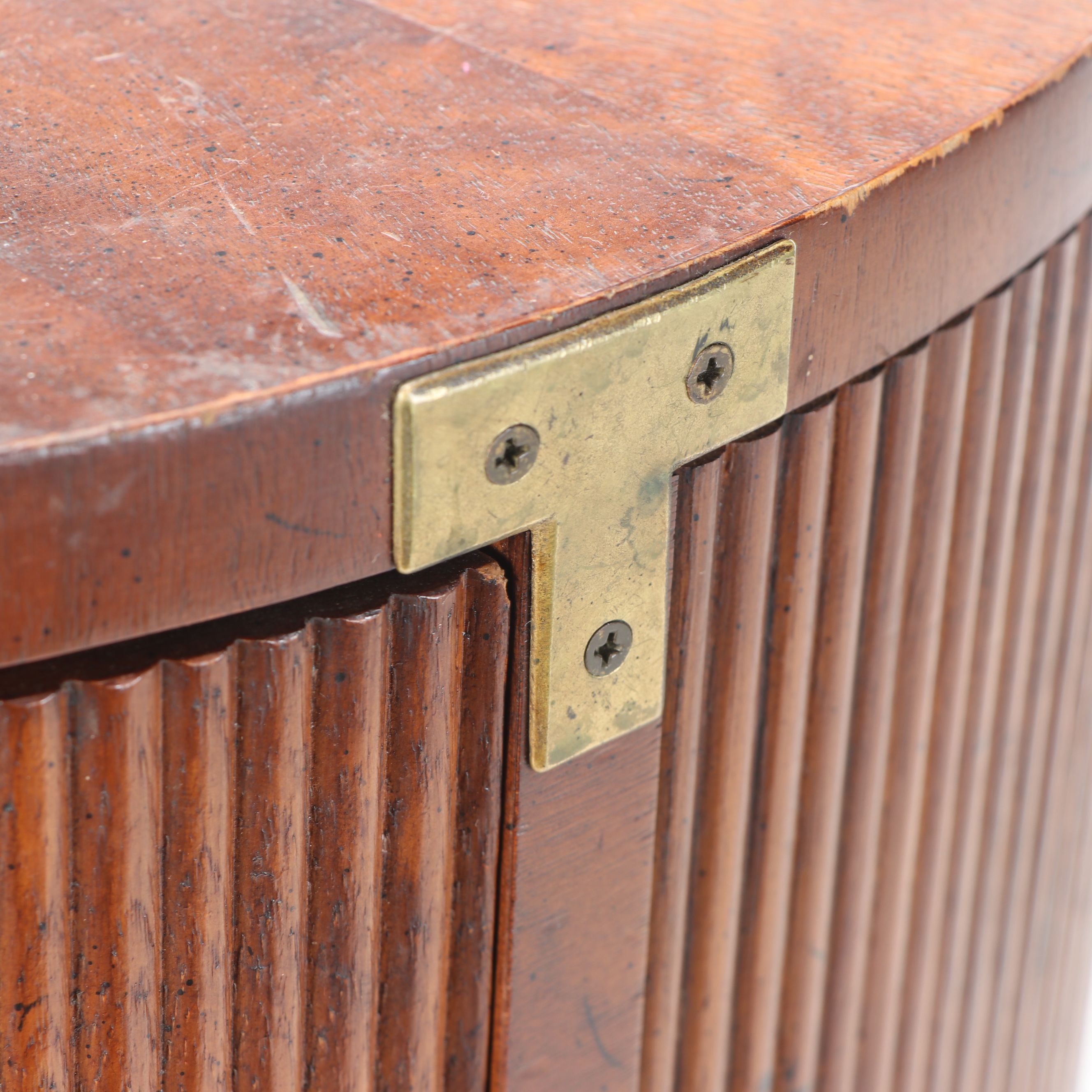 Campaign Style Cabinet with Reeded Door, Late 20th Century