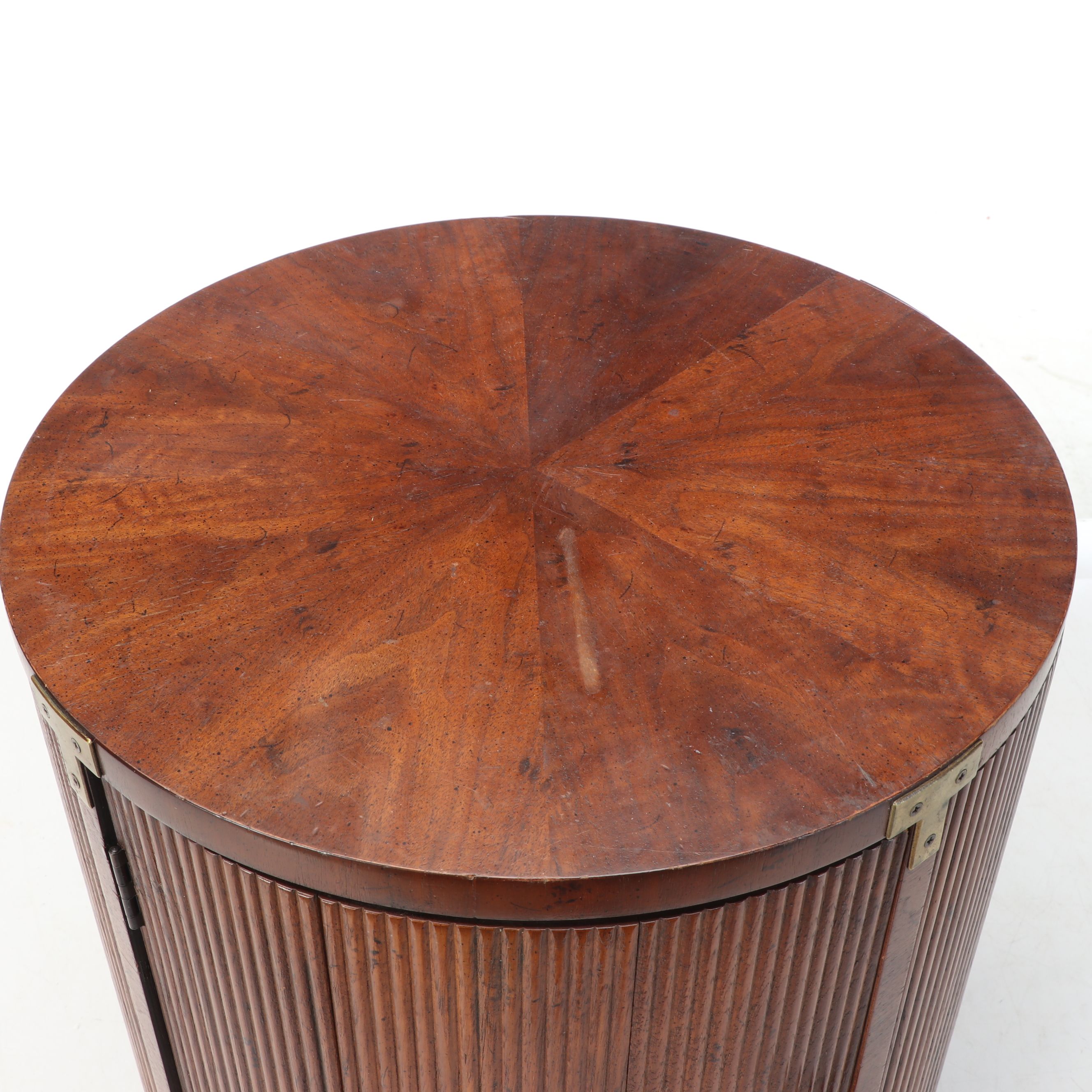 Campaign Style Cabinet with Reeded Door, Late 20th Century