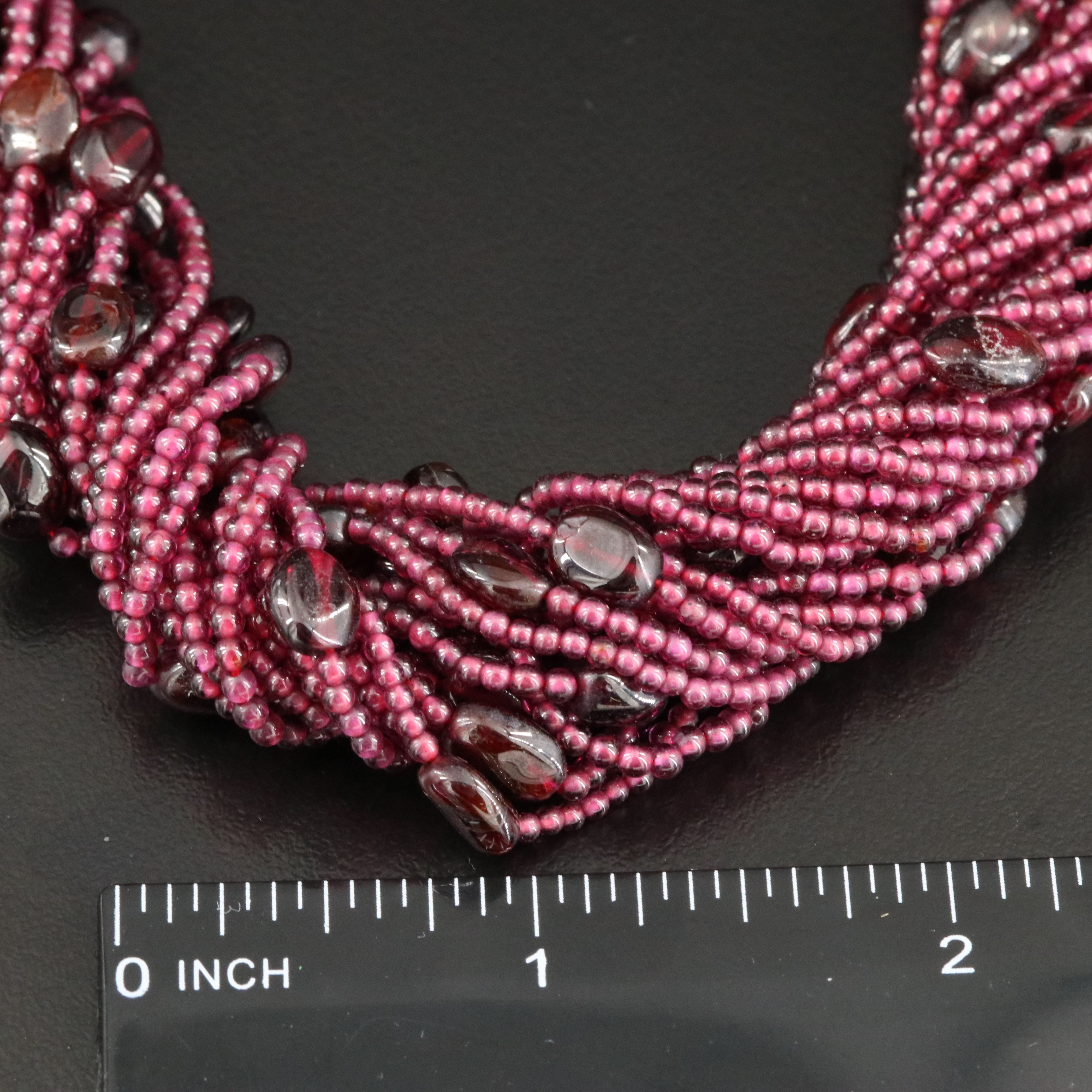 Torsade Necklace with Sterling Clasp Featuring Rhodolite Garnet