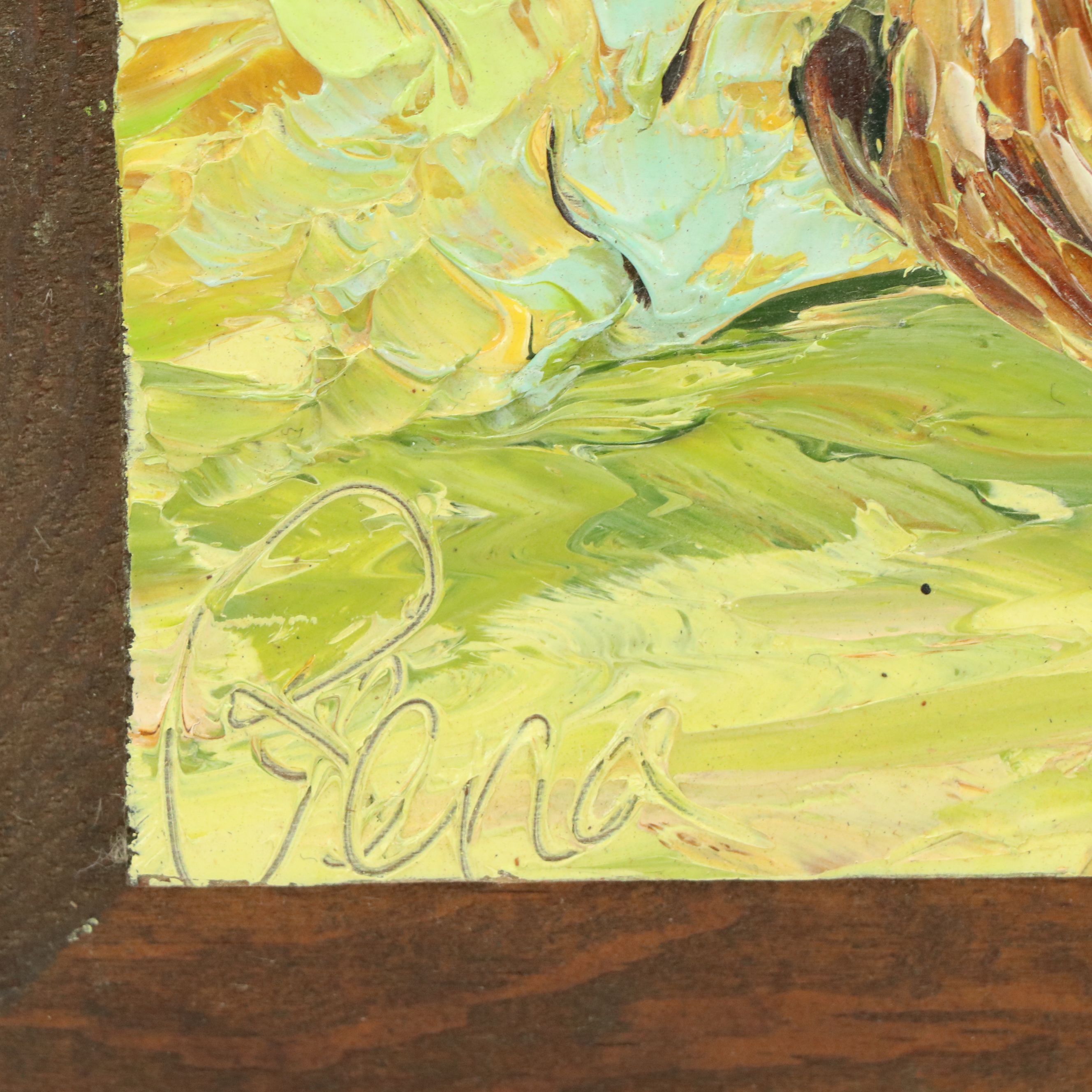 Oil Paintings of Southwestern Landscape and Roadrunner, Late 20th Century