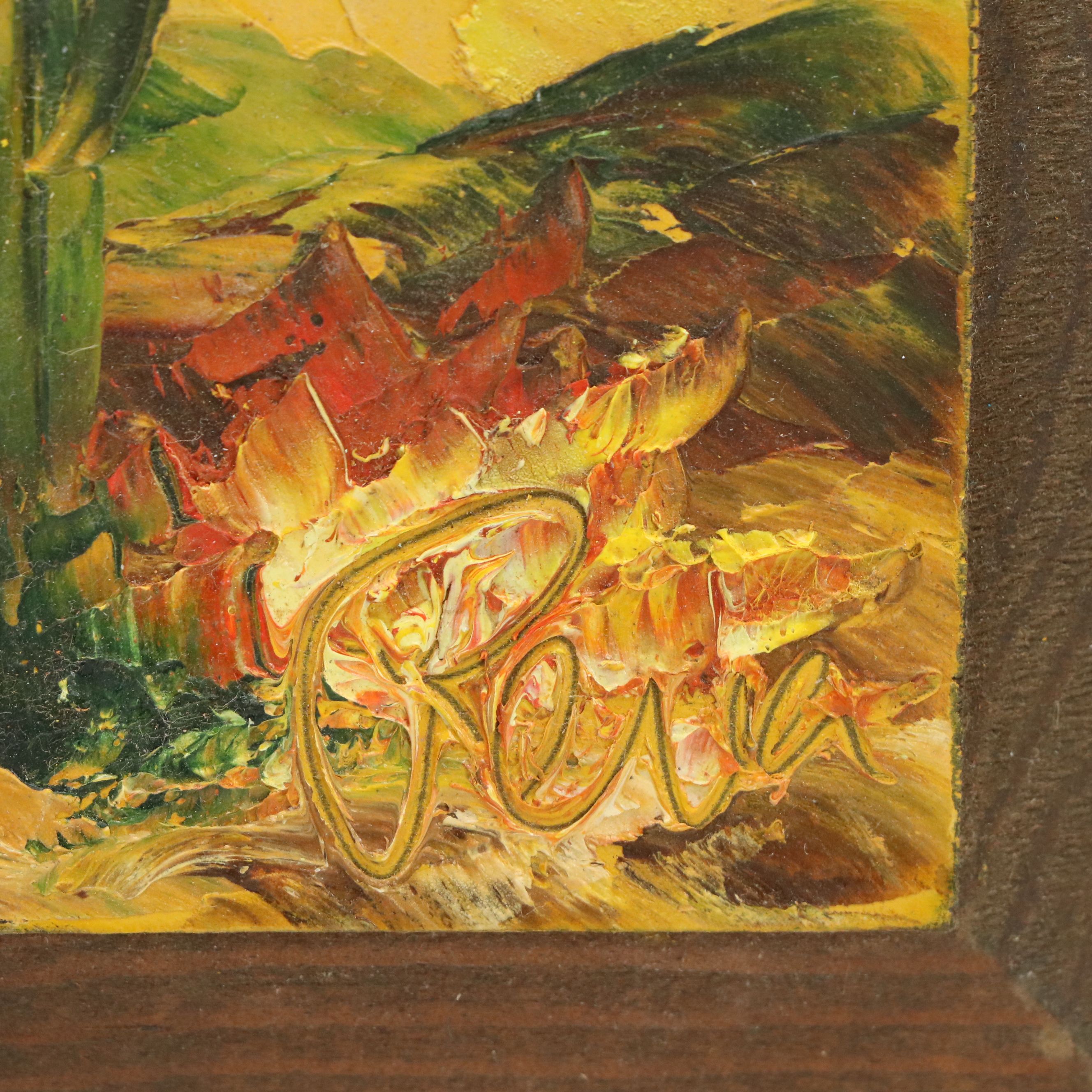 Oil Paintings of Southwestern Landscape and Roadrunner, Late 20th Century