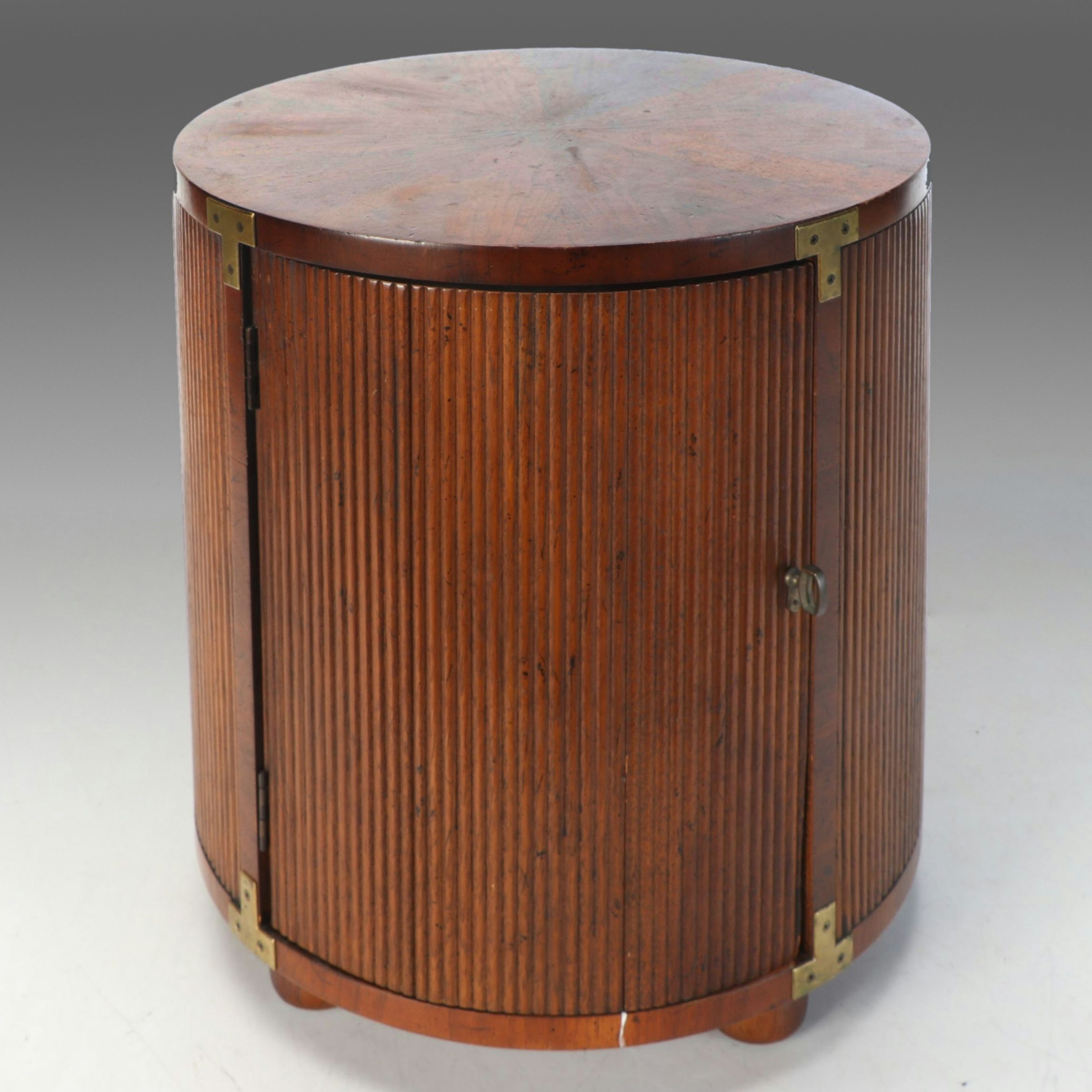 Campaign Style Cabinet with Reeded Door, Late 20th Century