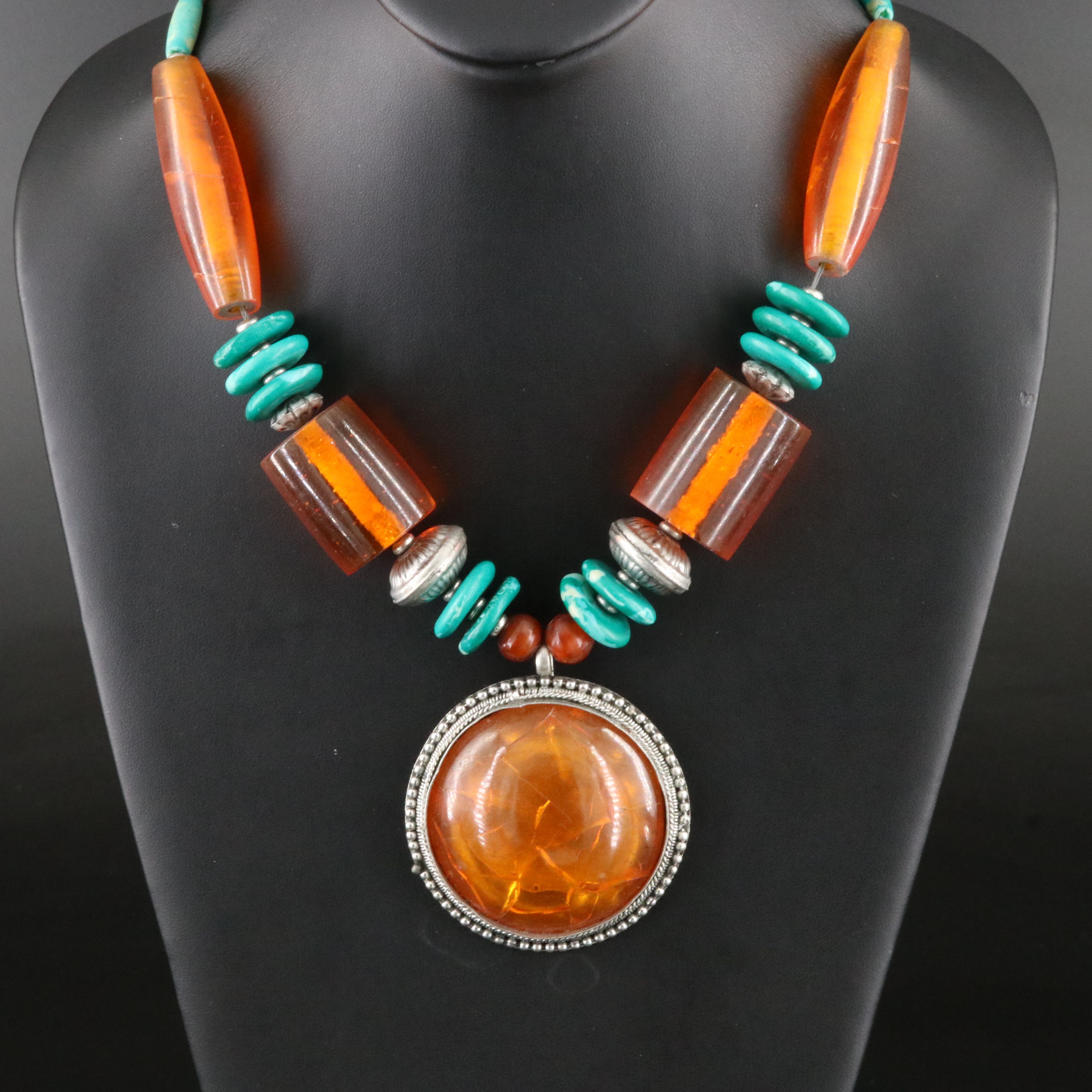 Pendant Necklace Featuring Horn and Bone