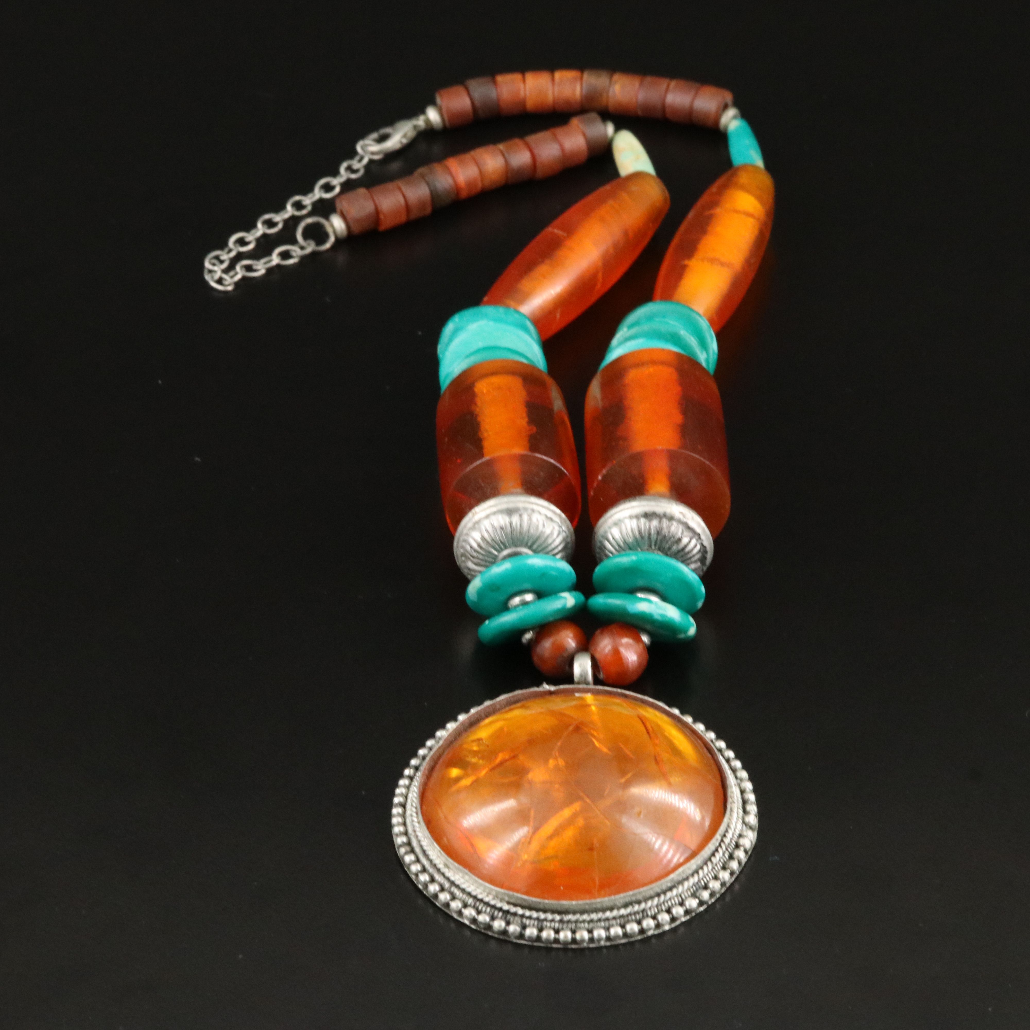 Pendant Necklace Featuring Horn and Bone