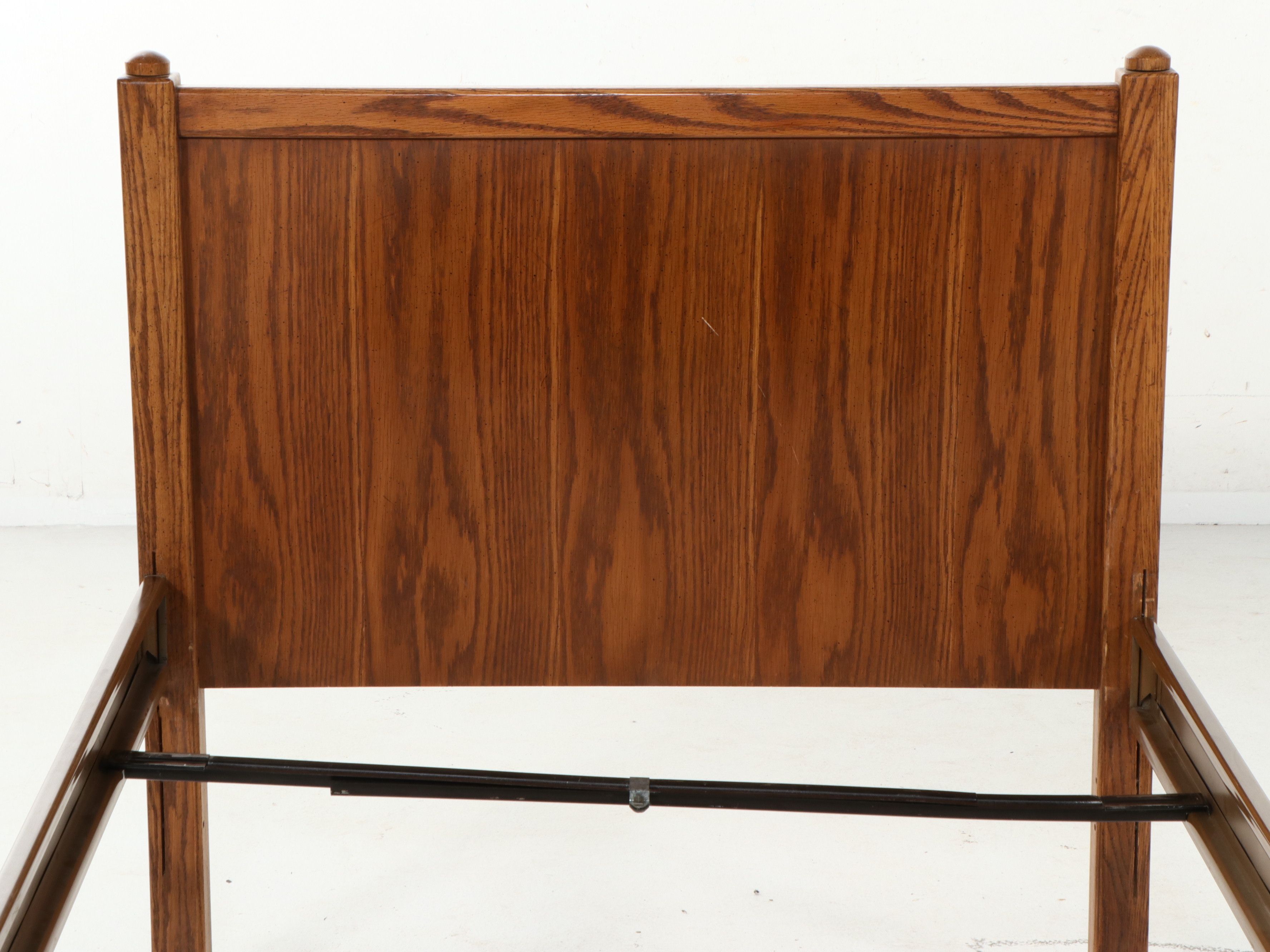 Mid Century Modern Style Oak Twin Bed and Storage Console