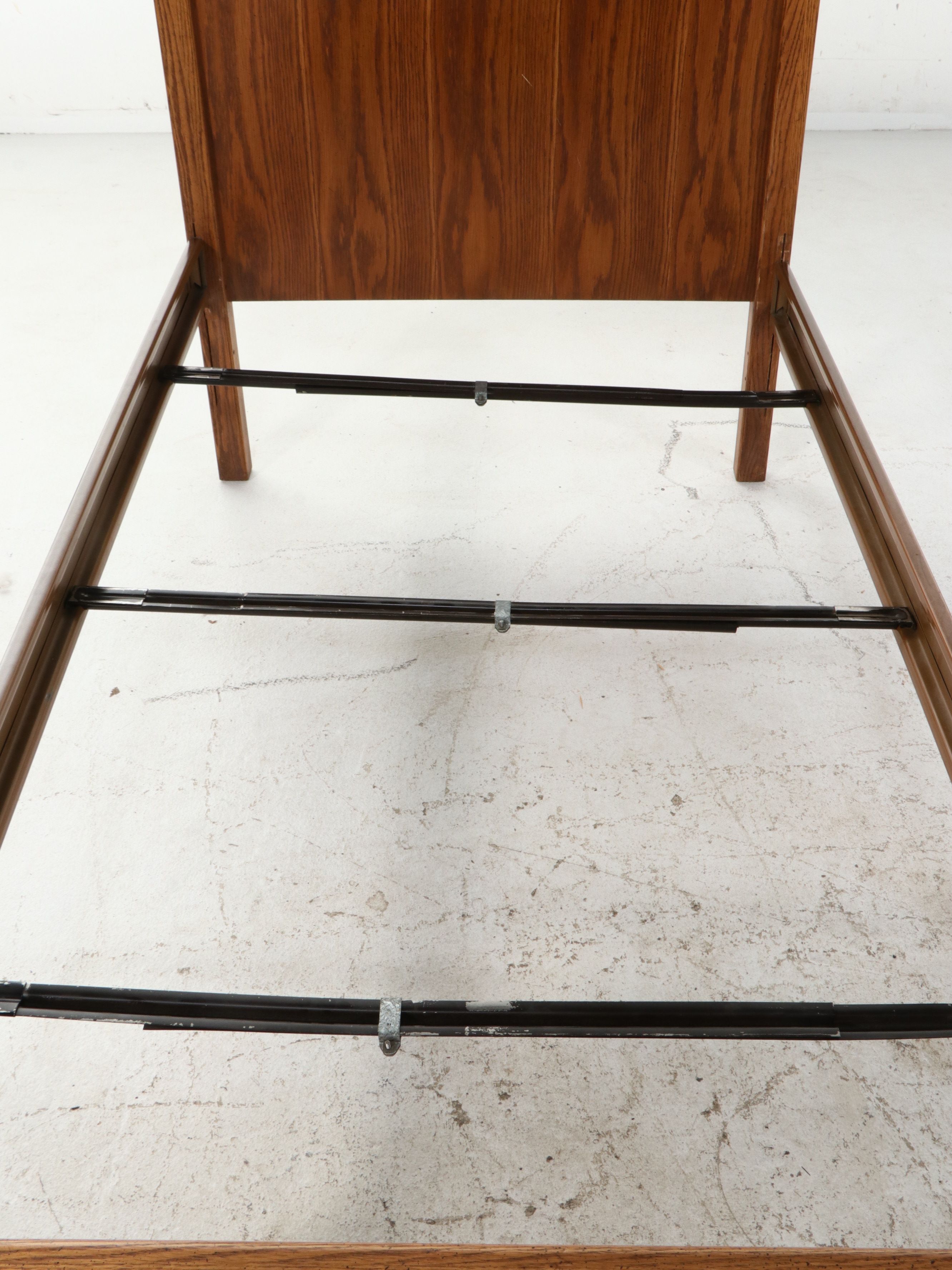 Mid Century Modern Style Oak Twin Bed and Storage Console