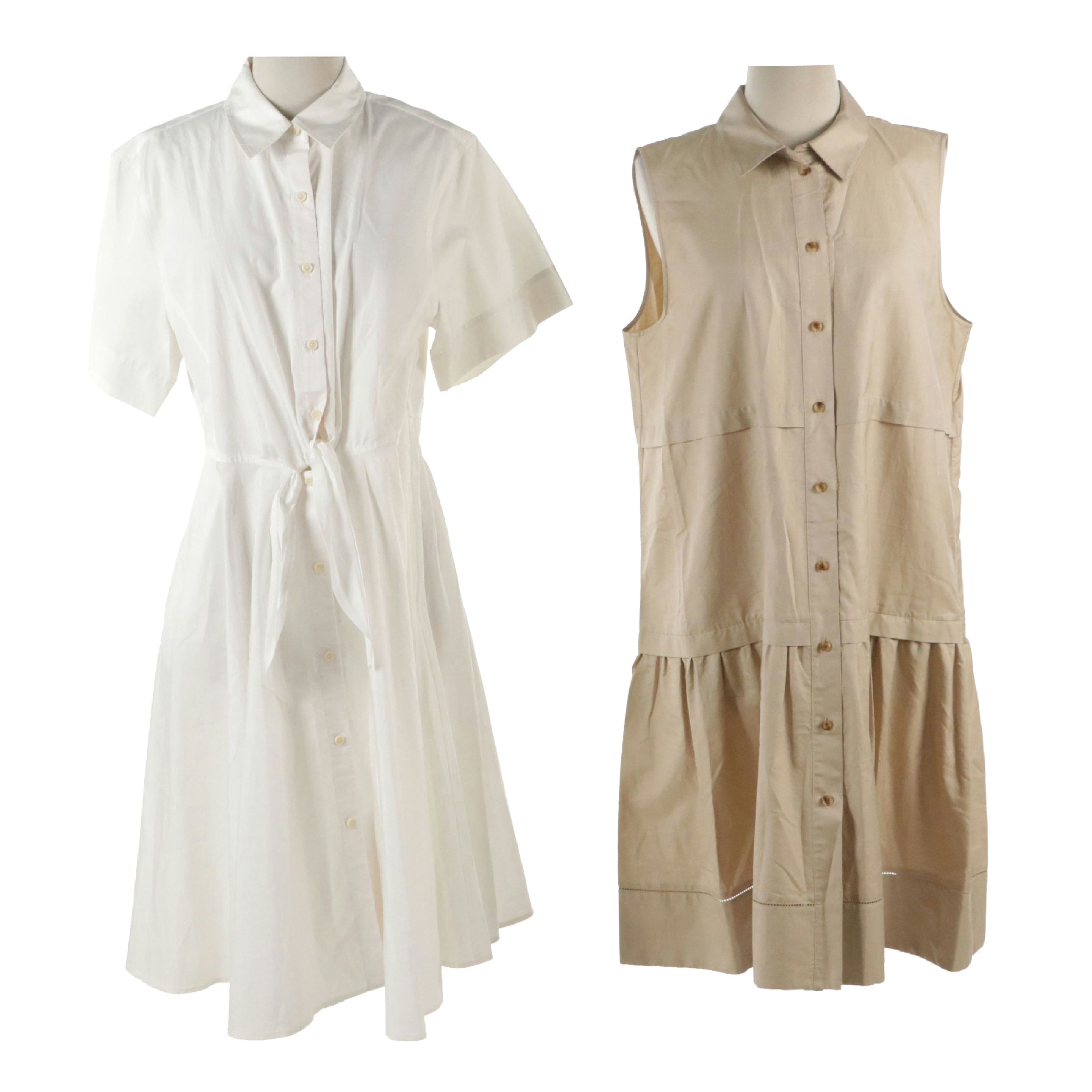 Diane Von Furstenberg Cotton Collared Shirt Dress, Lafayette 148 "Melba" Dress