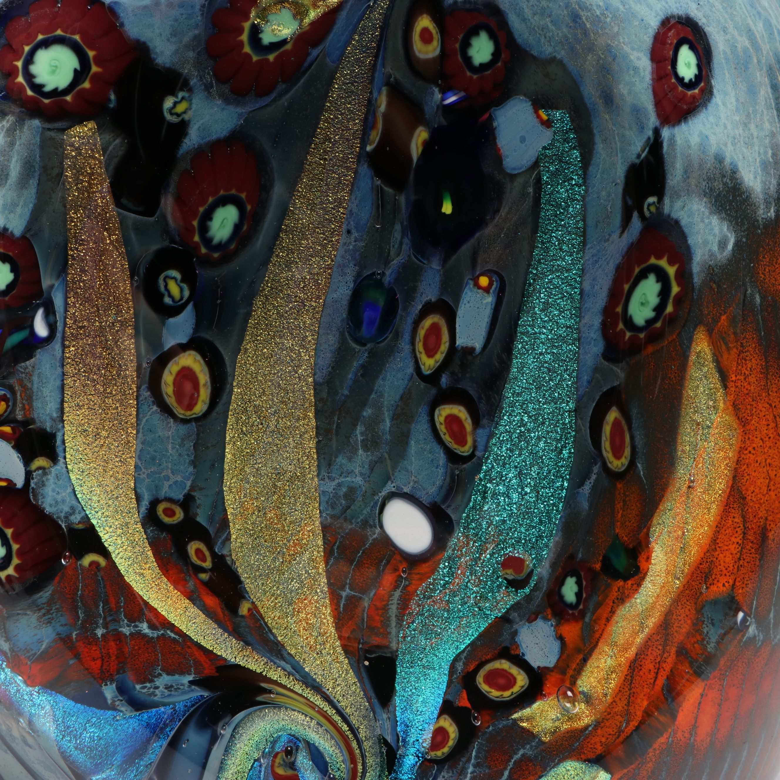 Rollin Karg Dichroic and Multicolor Abstract Art Glass Sculpture, 1999