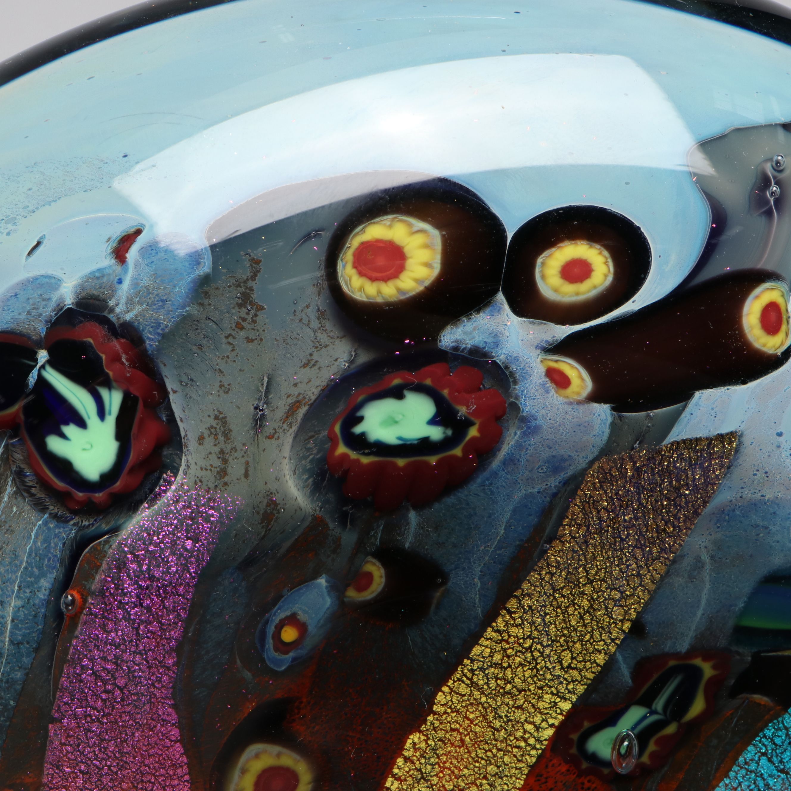 Rollin Karg Dichroic and Multicolor Abstract Art Glass Sculpture, 1999