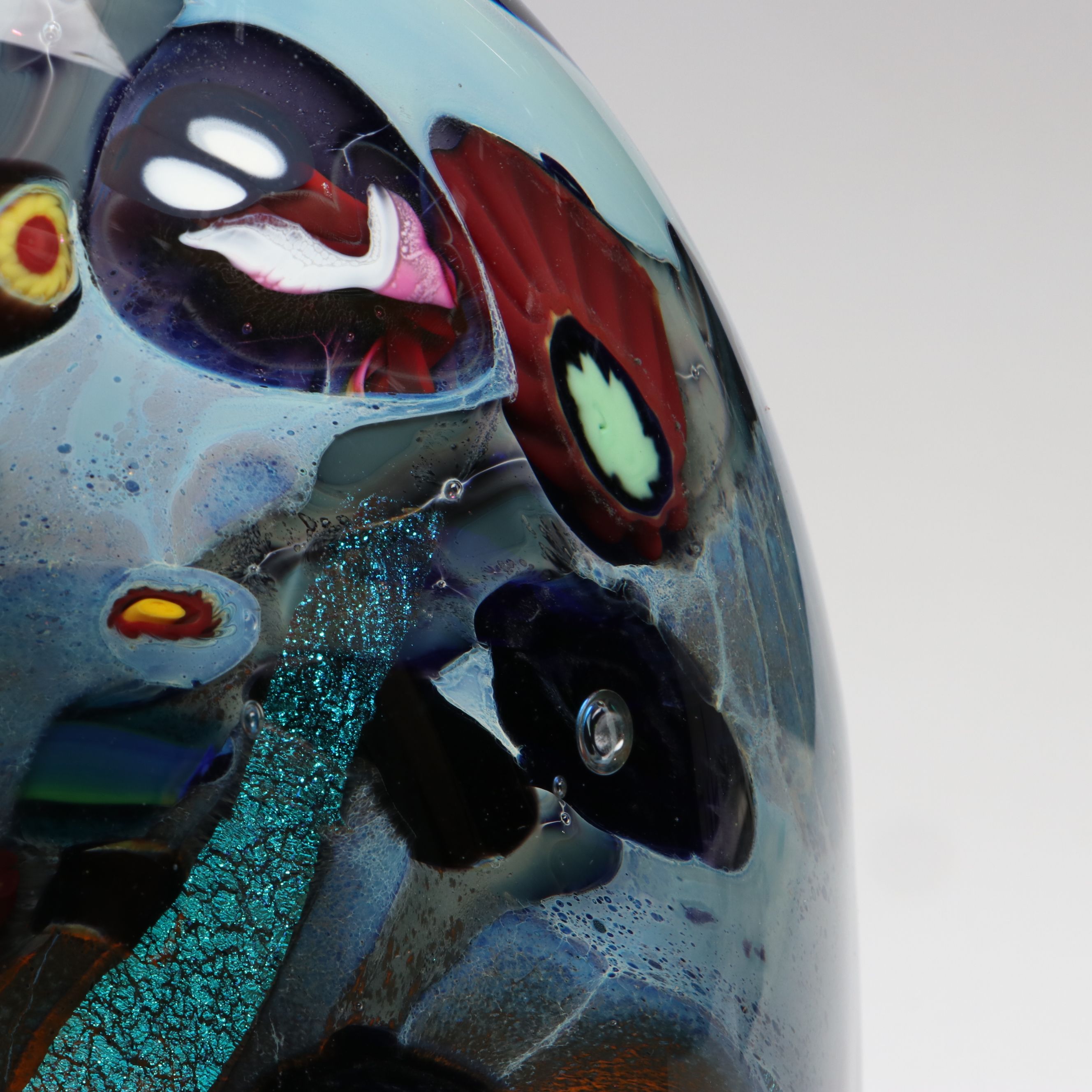 Rollin Karg Dichroic and Multicolor Abstract Art Glass Sculpture, 1999