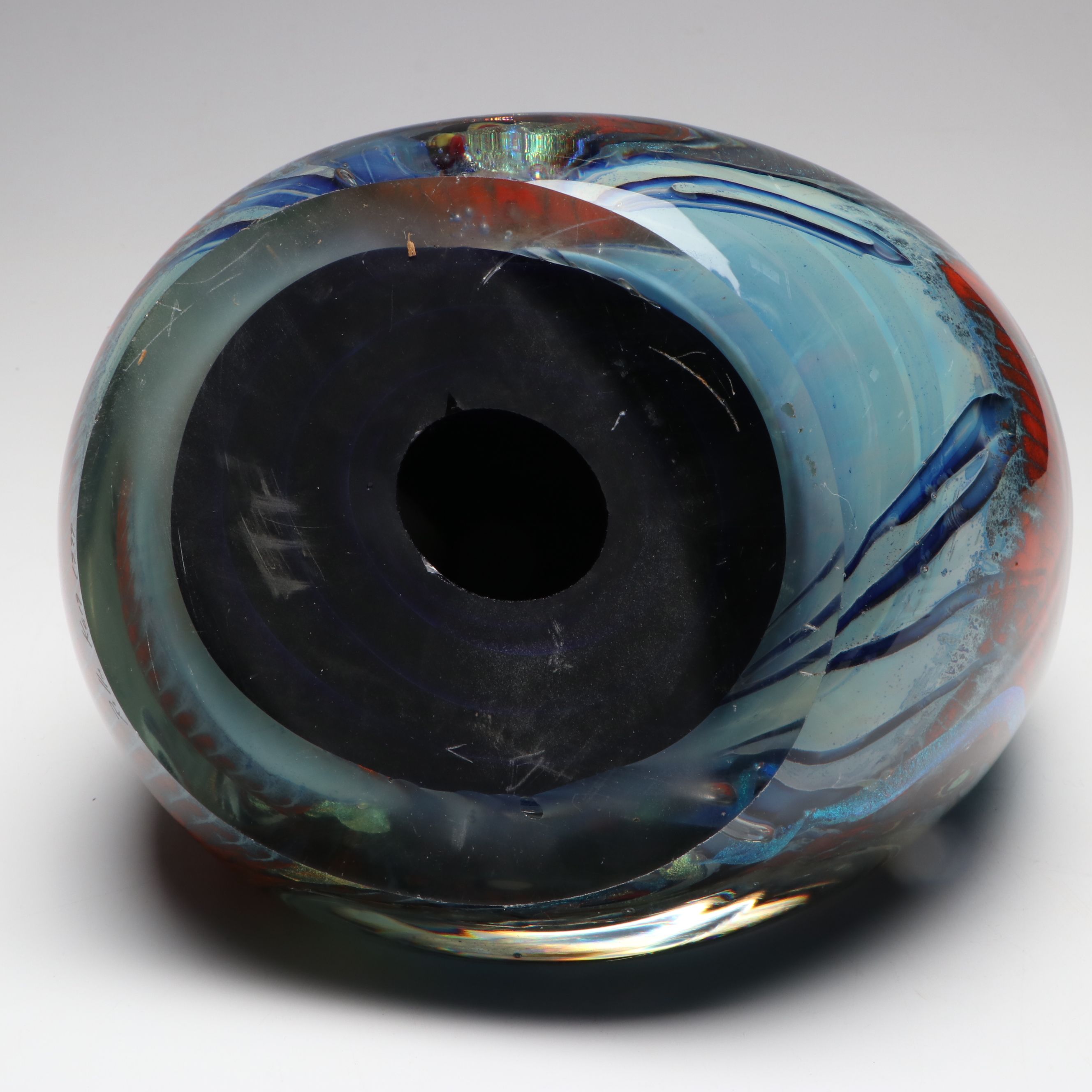 Rollin Karg Dichroic and Multicolor Abstract Art Glass Sculpture, 1999