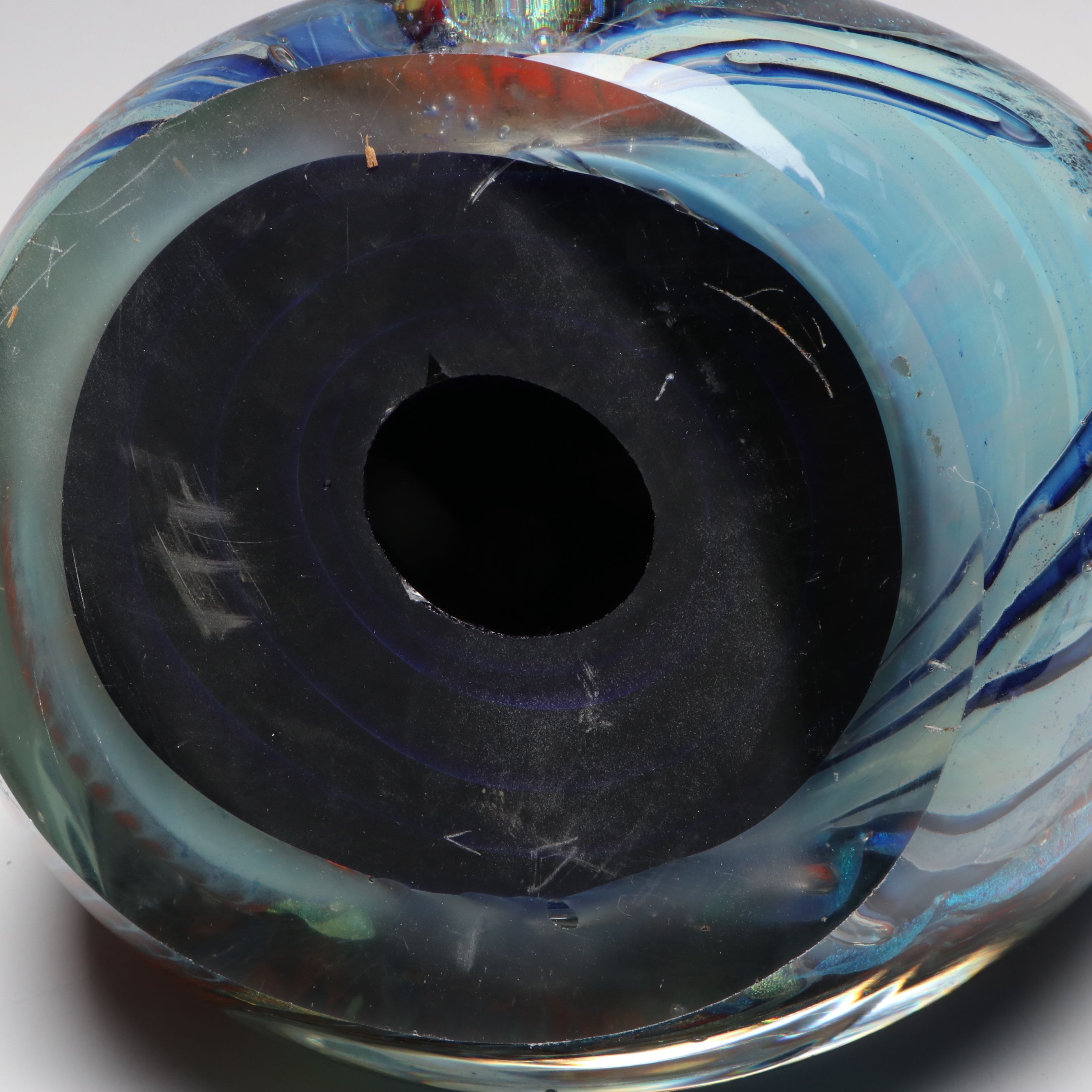 Rollin Karg Dichroic and Multicolor Abstract Art Glass Sculpture, 1999