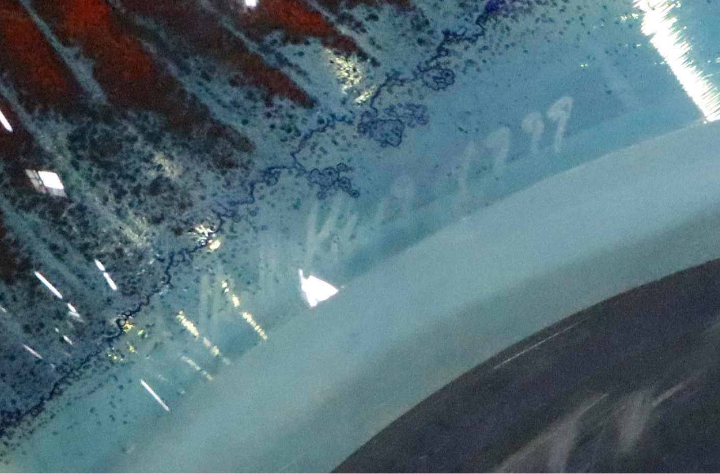 Rollin Karg Dichroic and Multicolor Abstract Art Glass Sculpture, 1999