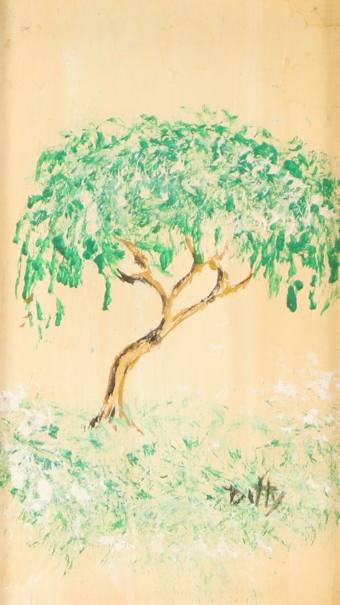 East Asian Inspired Botanical Oil Paintings, Late 20th Century