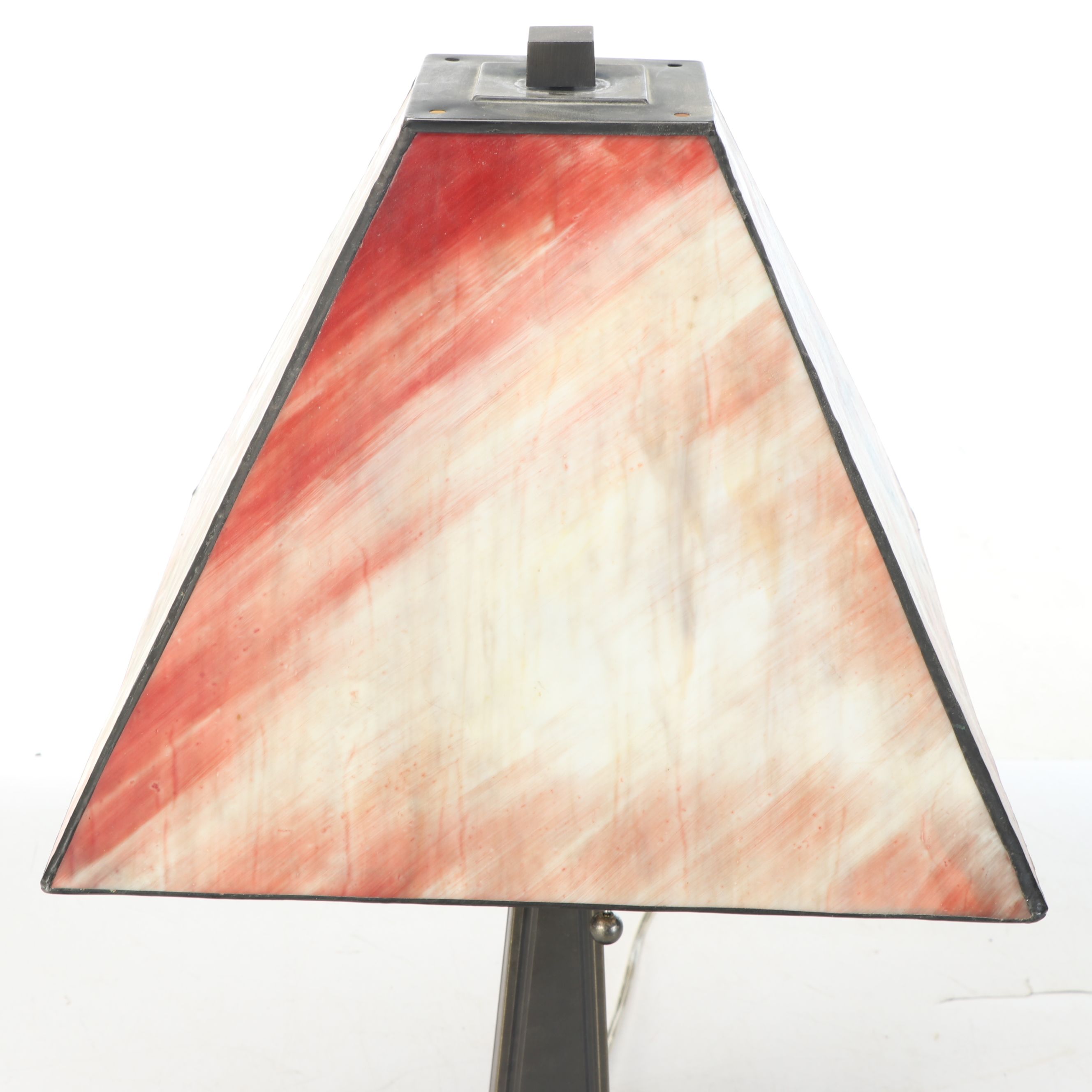 Hand-Painted Slag Glass Table Lamp After Henri-Gabriel Ibels "Salon Des Cent"