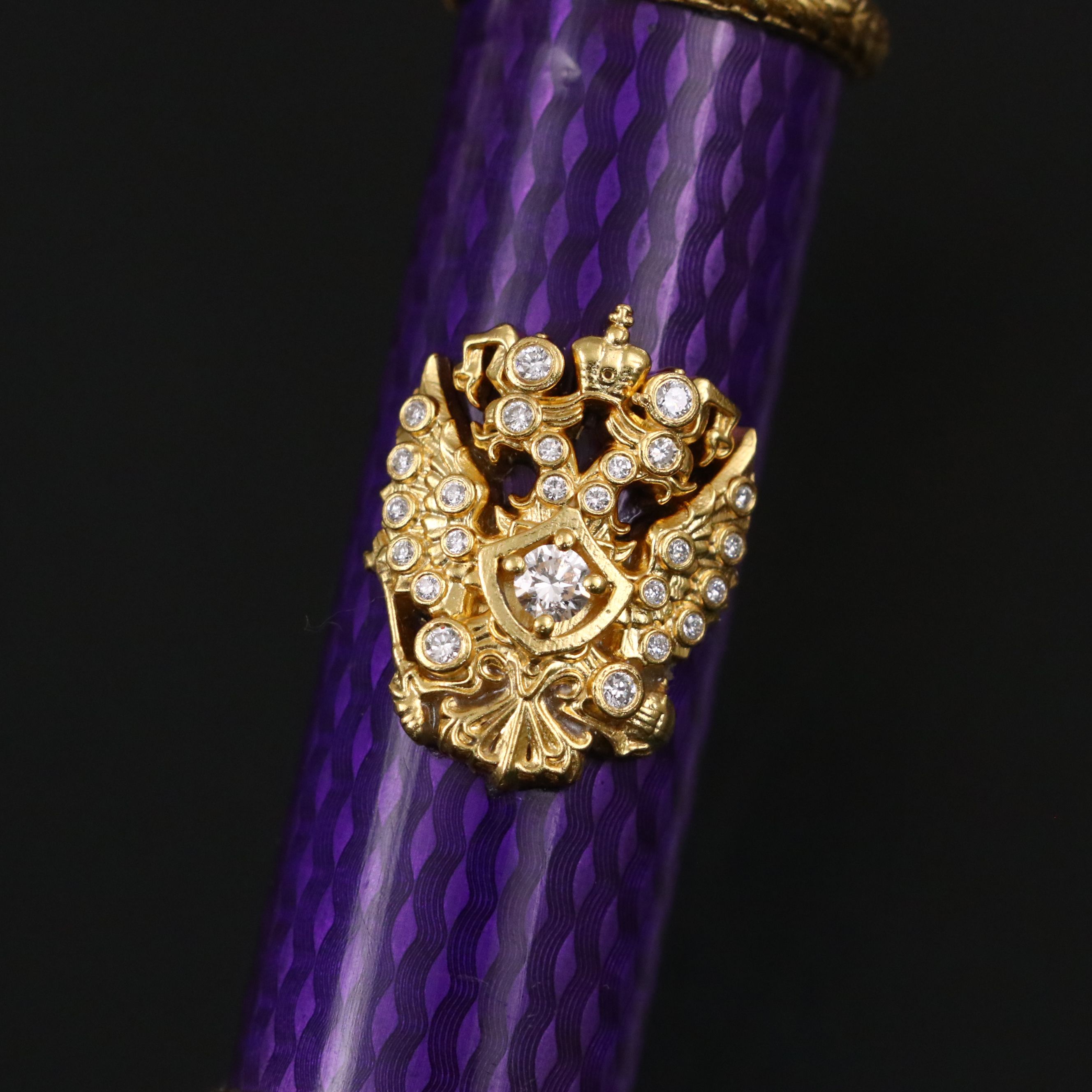 Imperial Russian Gilt Silver and Nephrite Letter Opener with Diamond Accents