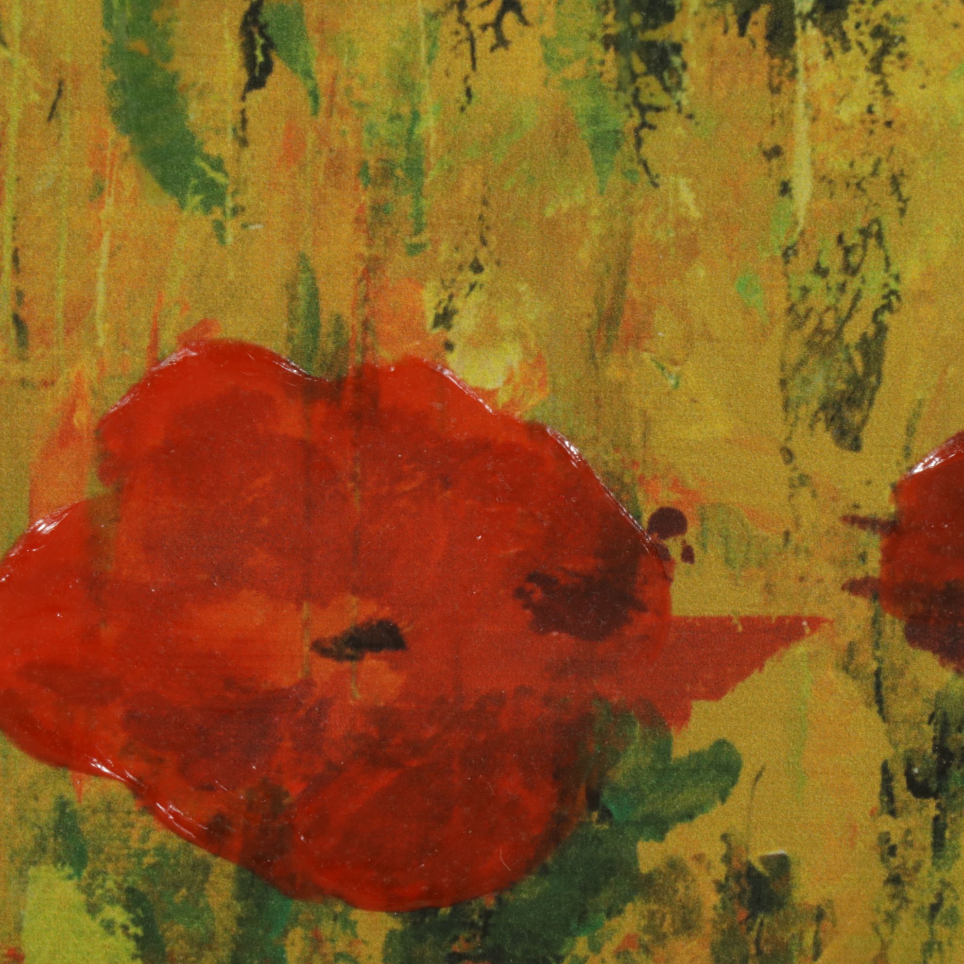 Embellished Giclée Landscape of Impressionist Flower Field Featuring Poppies